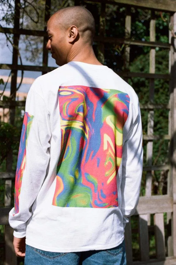 Long Sleeved T-shirt In White With Trippy Festival Print sold by Dream But Do Not Sleep product image thumbnail 5