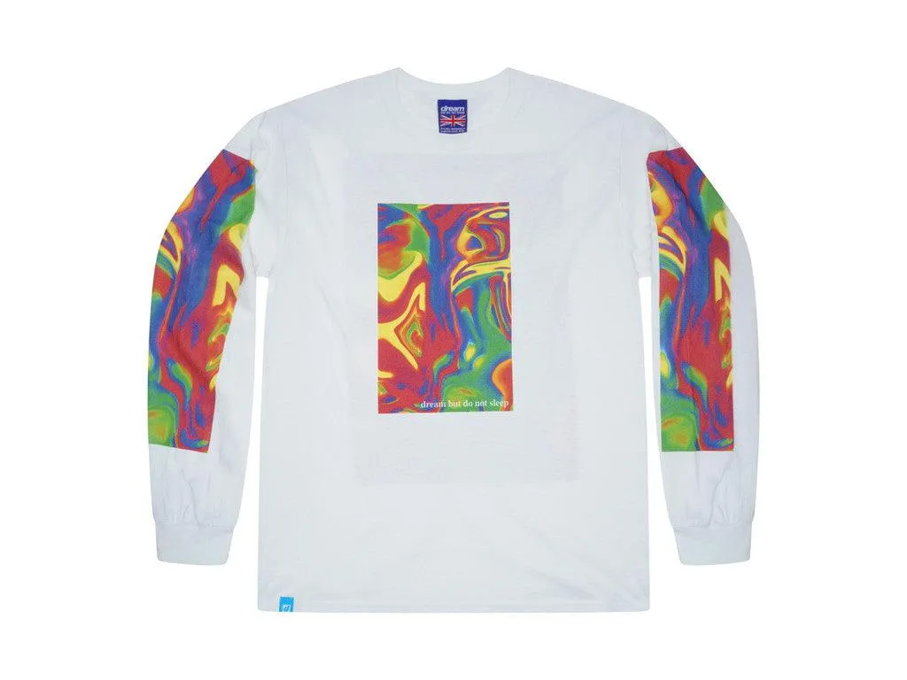 Long Sleeved T-shirt In White With Trippy Festival Print sold by Dream But Do Not Sleep product image thumbnail 3