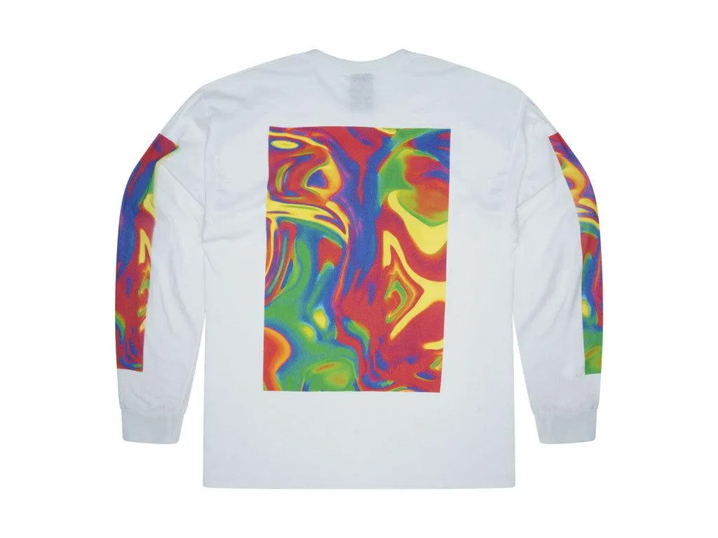 Long Sleeved T-shirt In White With Trippy Festival Print sold by Dream But Do Not Sleep product image thumbnail 4