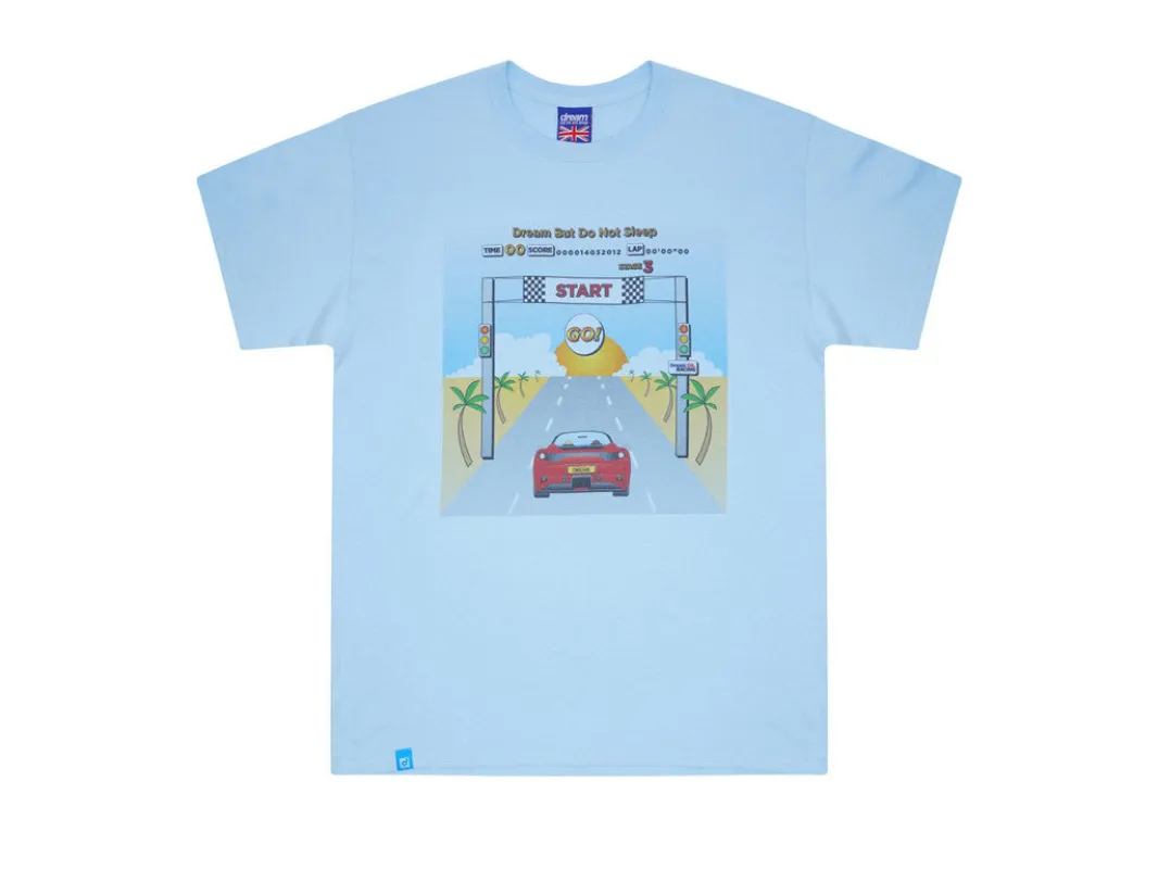 Short Sleeved T-shirt In Light Blue With Drive In To The Sunset Print sold by Dream But Do Not Sleep