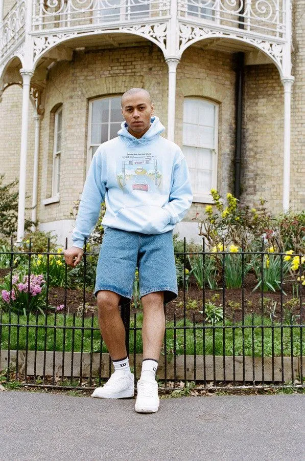 Hoodie In Light Blue With Drive In To The Sunset Print sold by Dream But Do Not Sleep product image thumbnail 4