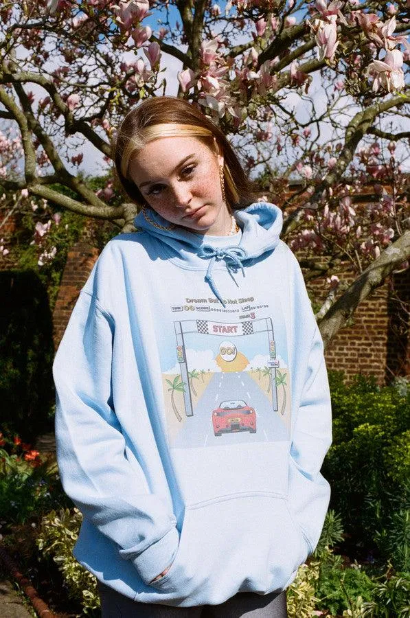 Hoodie In Light Blue With Drive In To The Sunset Print sold by Dream But Do Not Sleep product image thumbnail 5