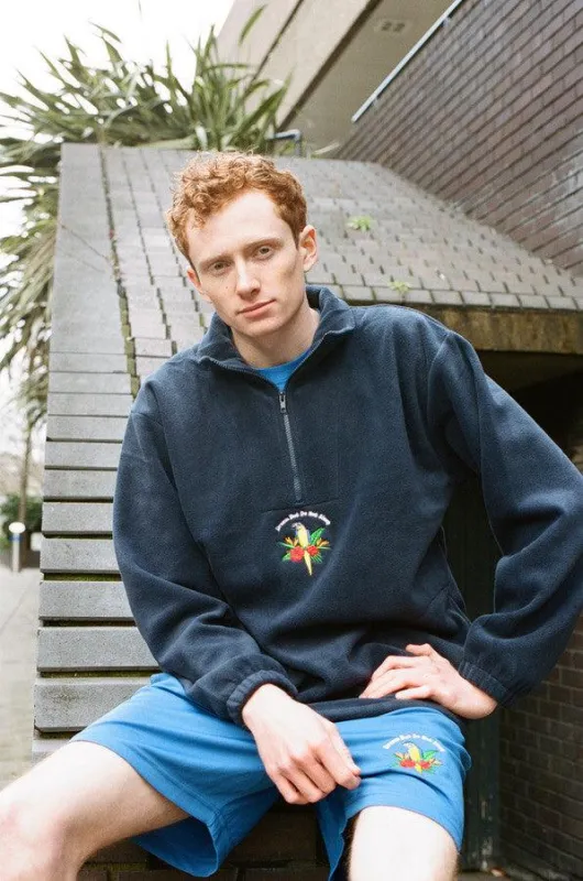 Navy Blue Fleece With Paradise Island Parrot Embroidery sold by Dream But Do Not Sleep