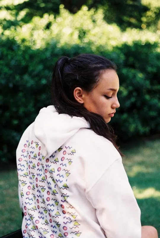 White Hoodie With 80's Geometric Design sold by Dream But Do Not Sleep