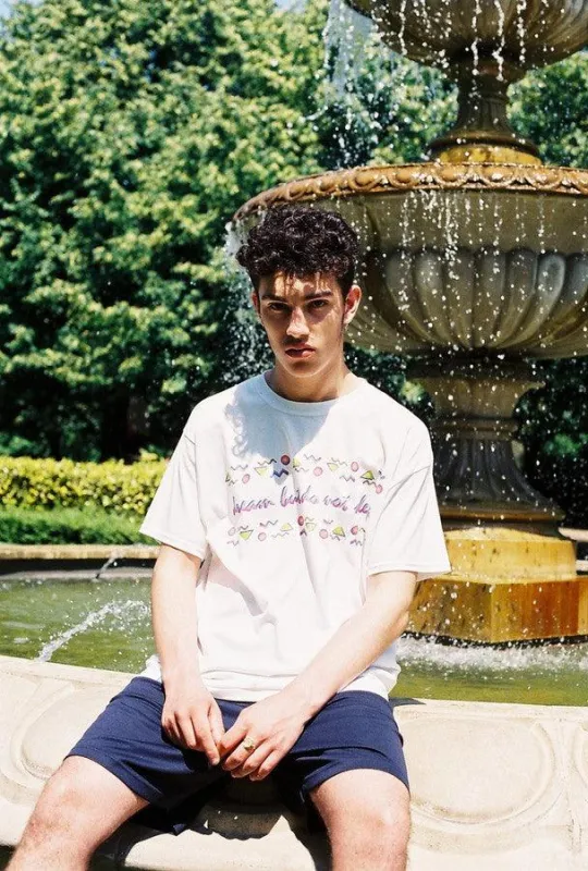 White Short Sleeved T-shirt With 80's Geometric Design sold by Dream But Do Not Sleep