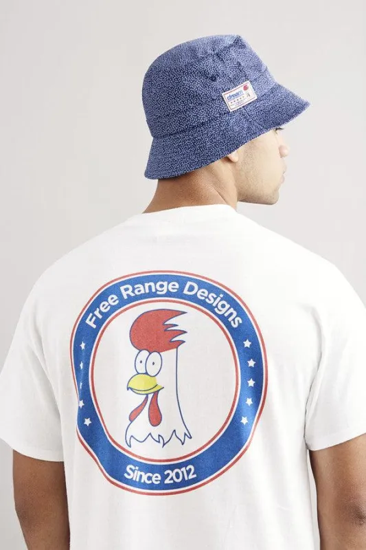 White Short Sleeved T-Shirt With Free Range Chicken Shop Print sold by Dream But Do Not Sleep