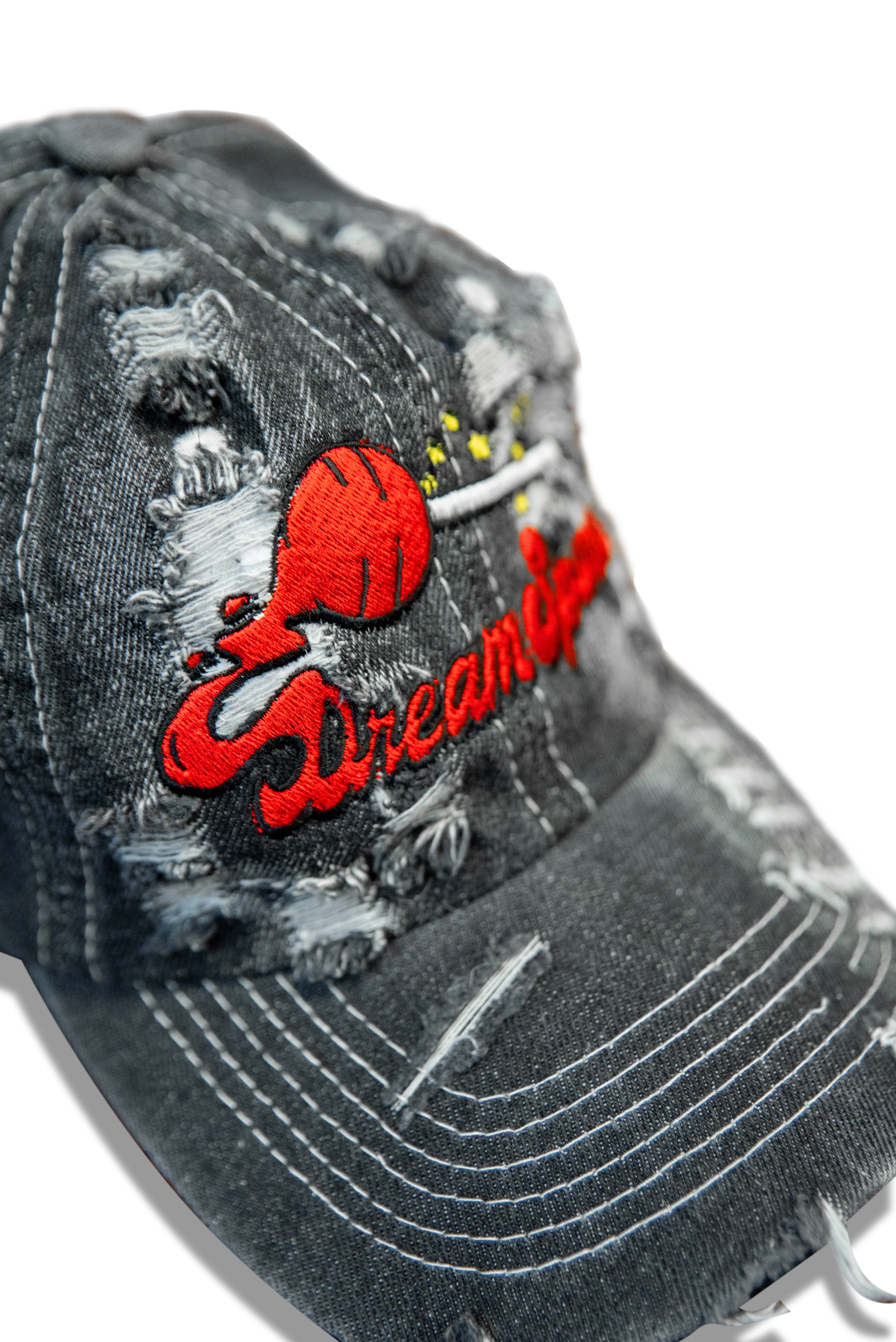 Cap In Black Y2K Distressed Denim Lollipop Embroidery sold by Dream But Do Not Sleep product image thumbnail 3