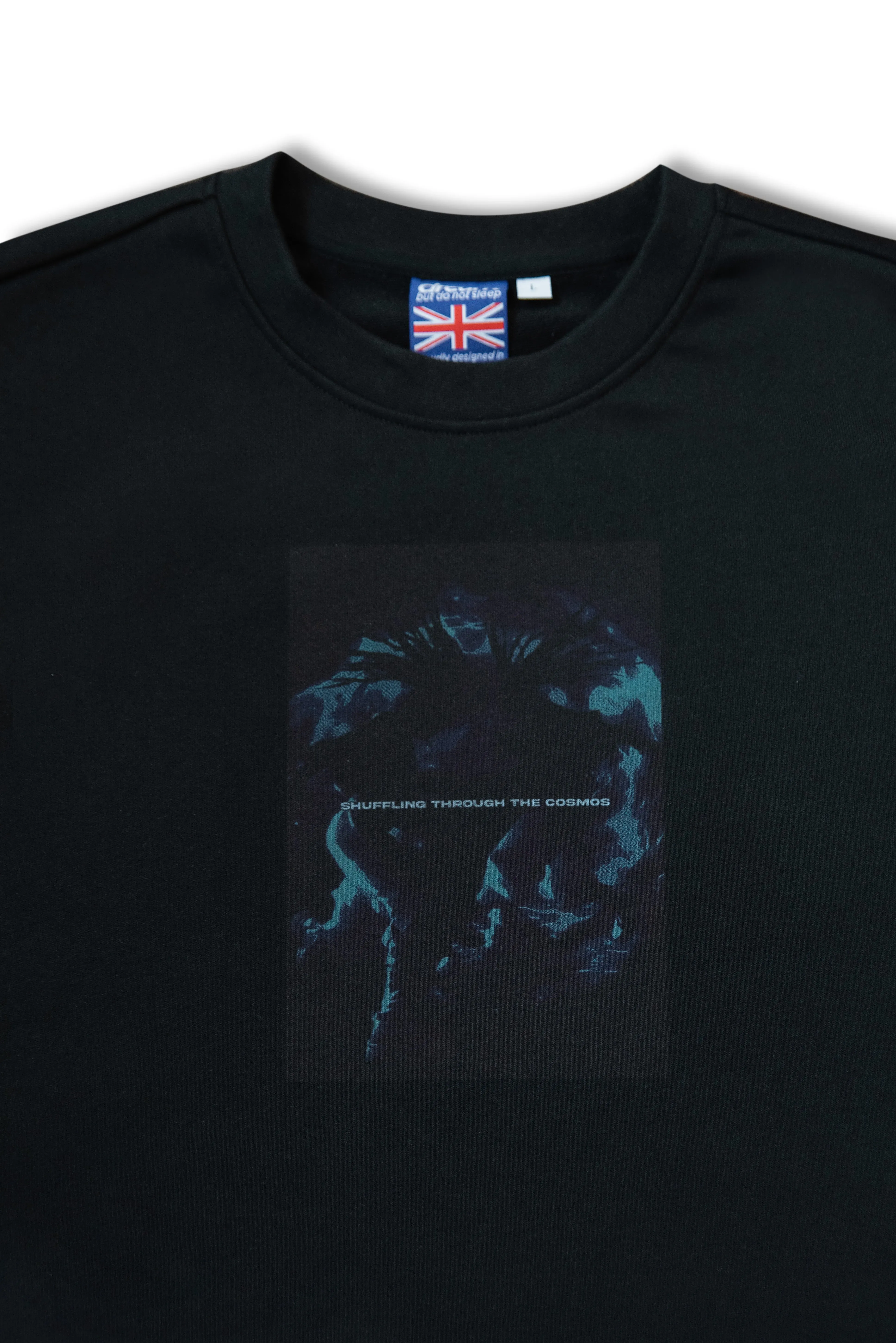 440gsm Sweatshirt in Black Shuffling Through The Cosmos sold by Dream But Do Not Sleep product image thumbnail 2