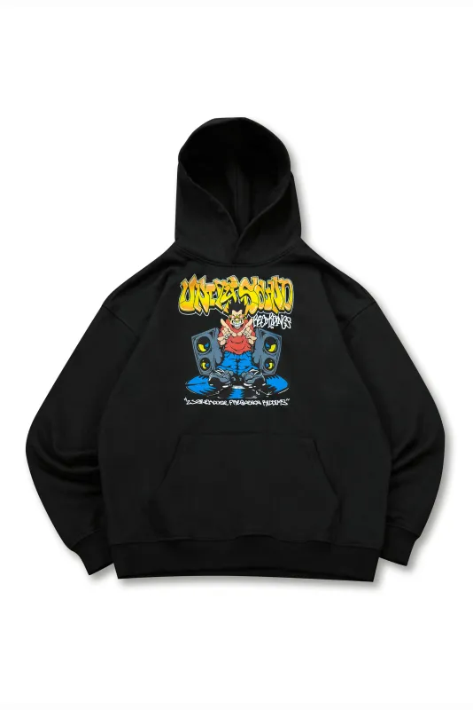 Black Hoodie with Unity Sound Recordings Print made by Dream But Do Not Sleep