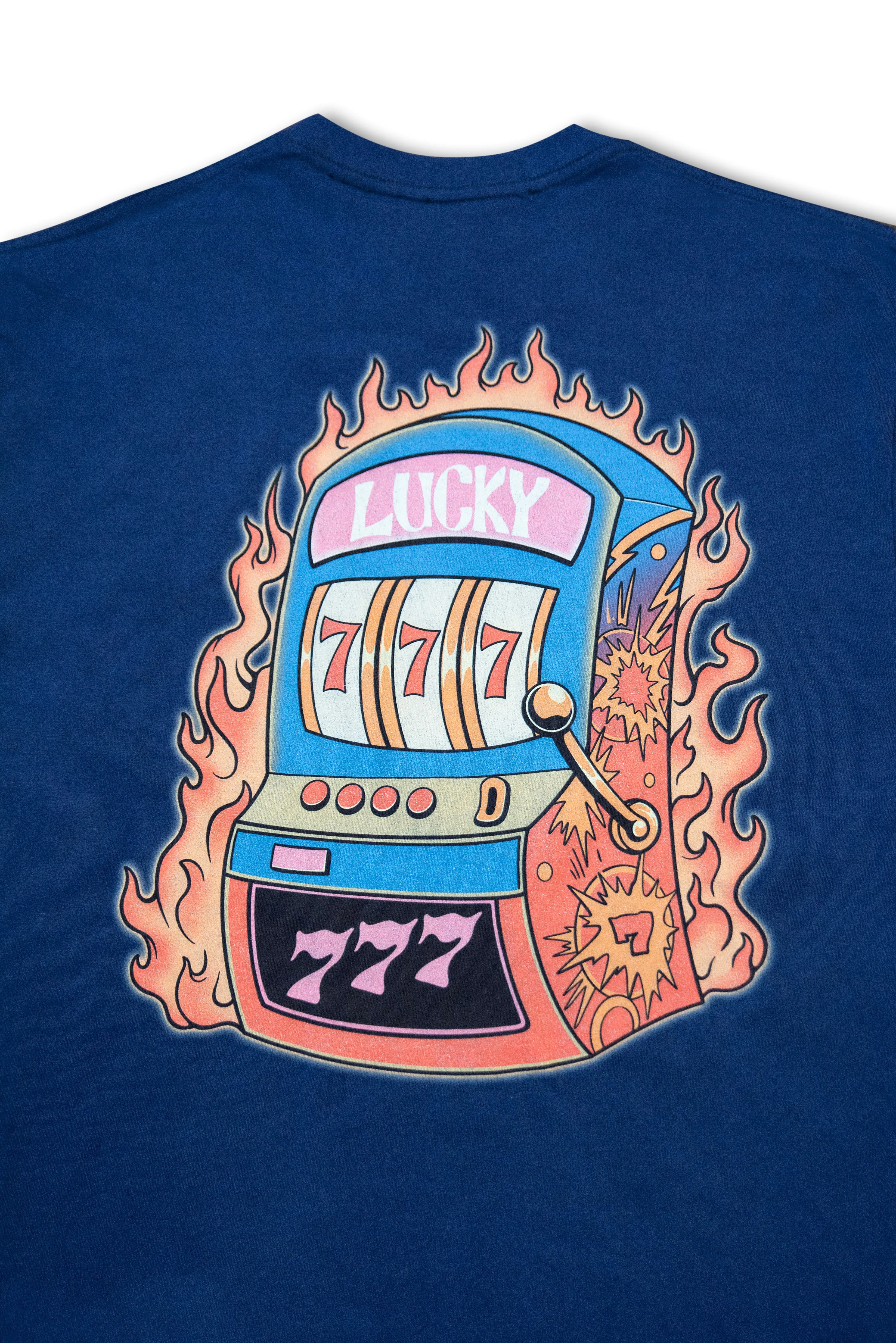220gsm Heavyweight Navy T-Shirt - Lucky 7s Casino sold by Dream But Do Not Sleep product image thumbnail 2