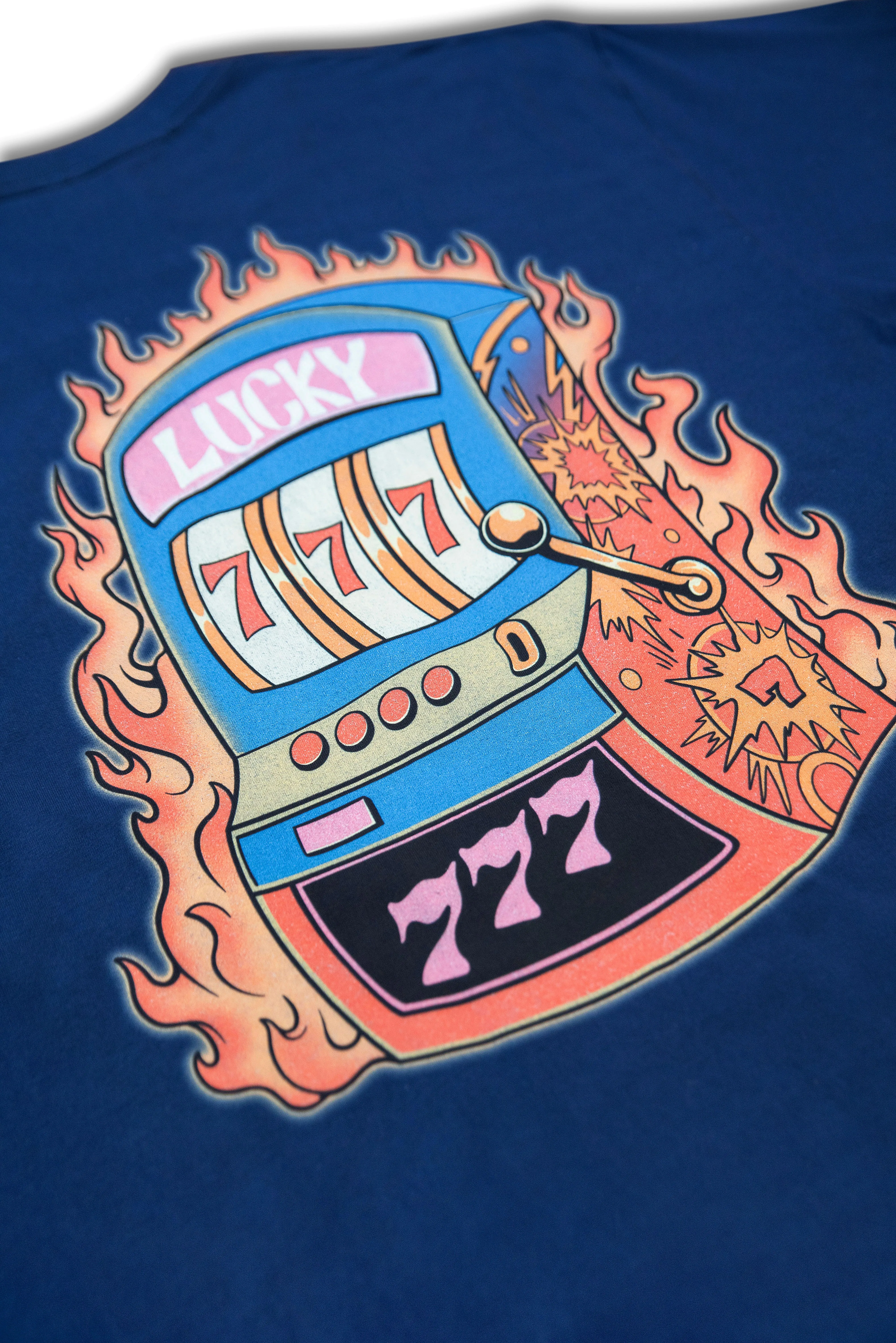 220gsm Heavyweight Navy T-Shirt - Lucky 7s Casino sold by Dream But Do Not Sleep product image thumbnail 3