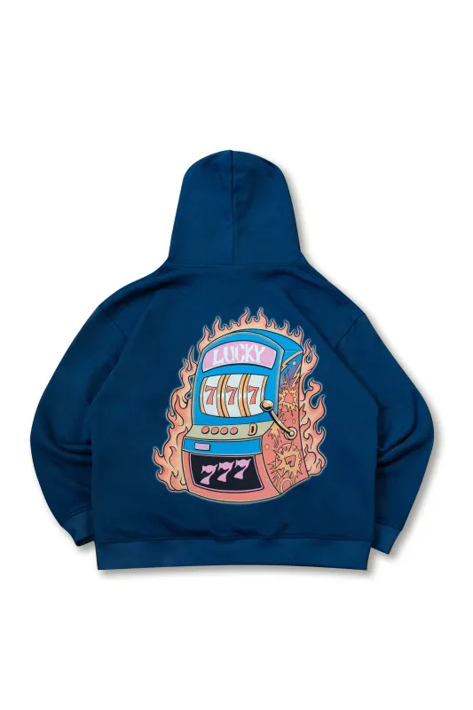440gsm Navy Hoodie with Lucky 7s Casino Slots Print made by Dream But Do Not Sleep