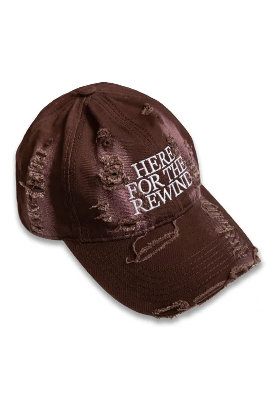 Distressed Cap with Here For The Rewind Embroidery made by Dream But Do Not Sleep