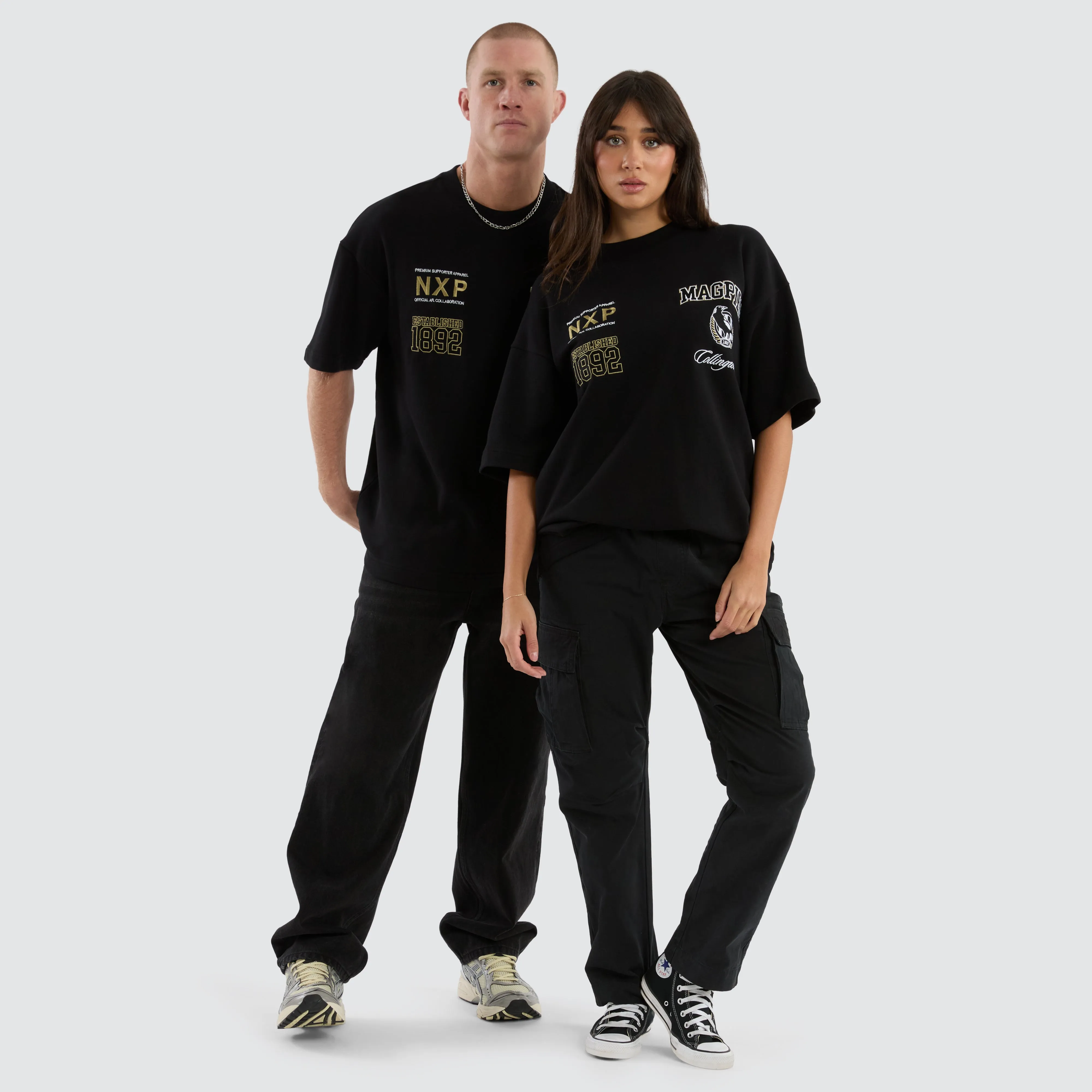 Collingwood Magpies Stadium Loopback Tee Black sold by Nena and Pasadena product image thumbnail 3