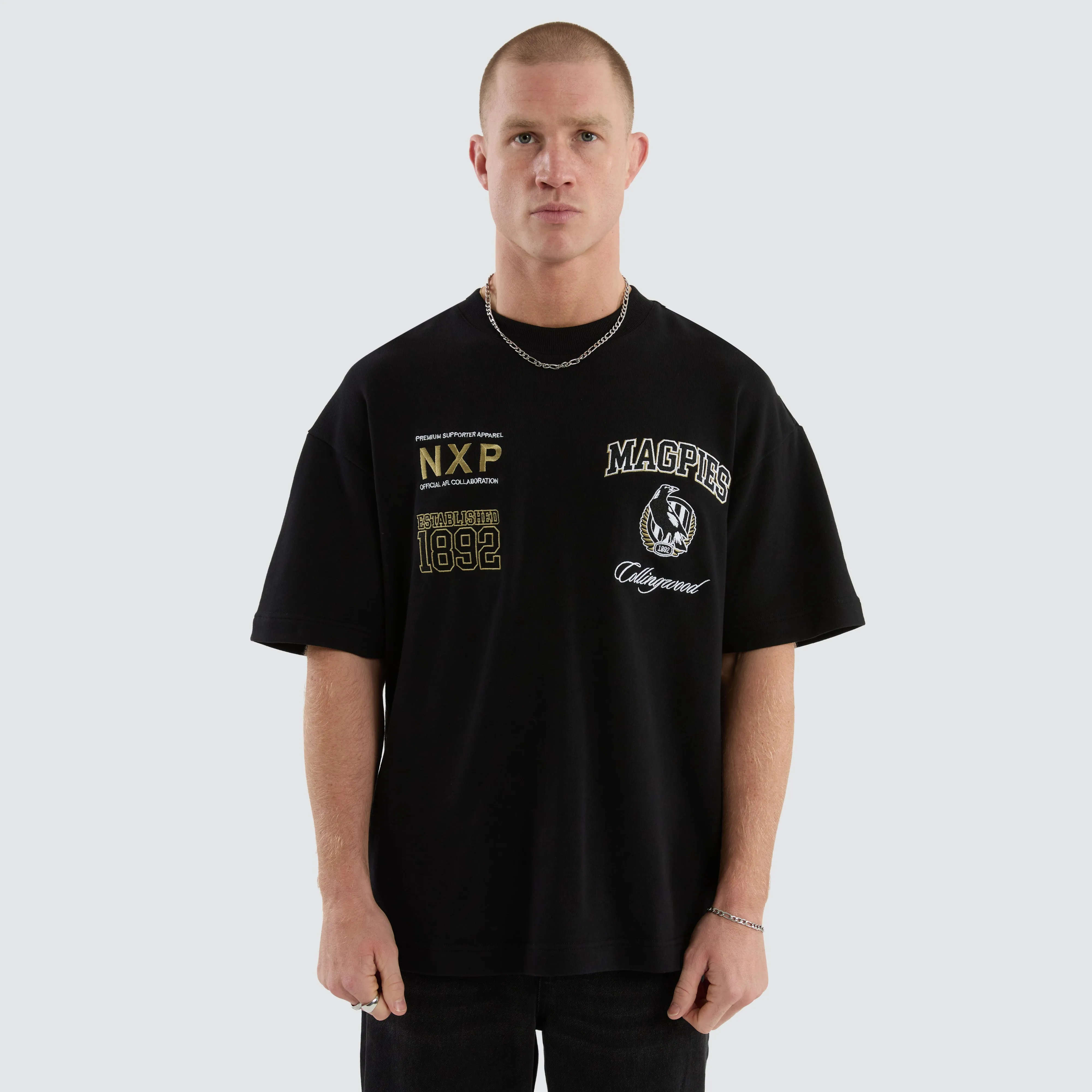 Collingwood Magpies Stadium Loopback Tee Black sold by Nena and Pasadena product image thumbnail 5