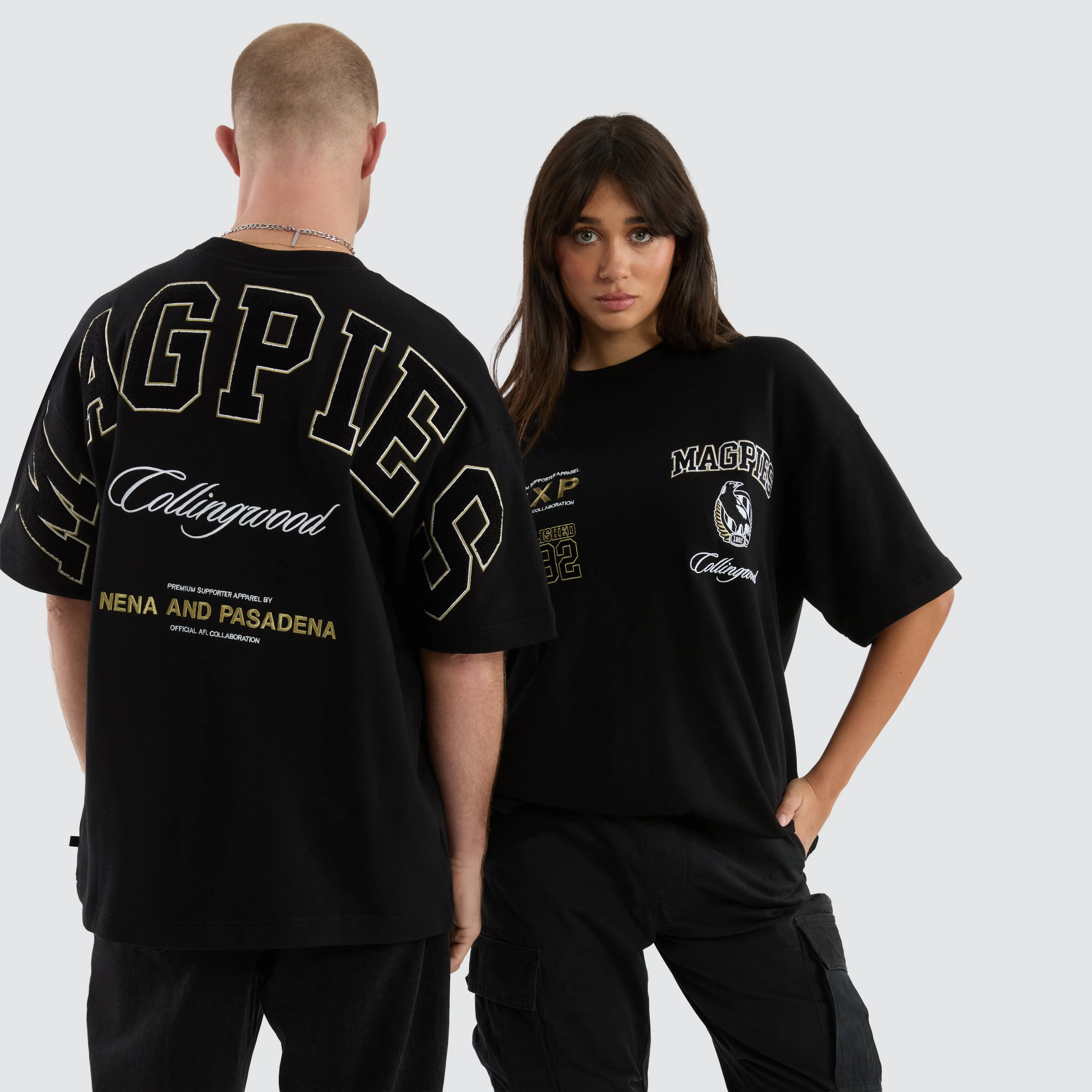 Collingwood Magpies Stadium Loopback Tee Black sold by Nena and Pasadena product image thumbnail 2