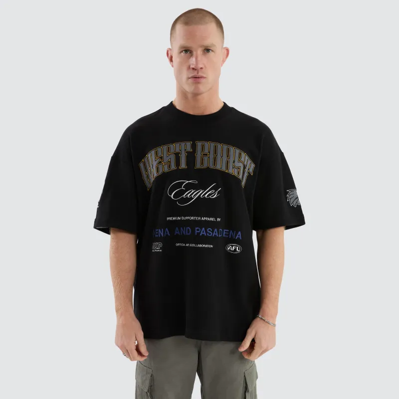West Coast Eagles Game-On Loopback Tee Jet Black sold by Nena and Pasadena
