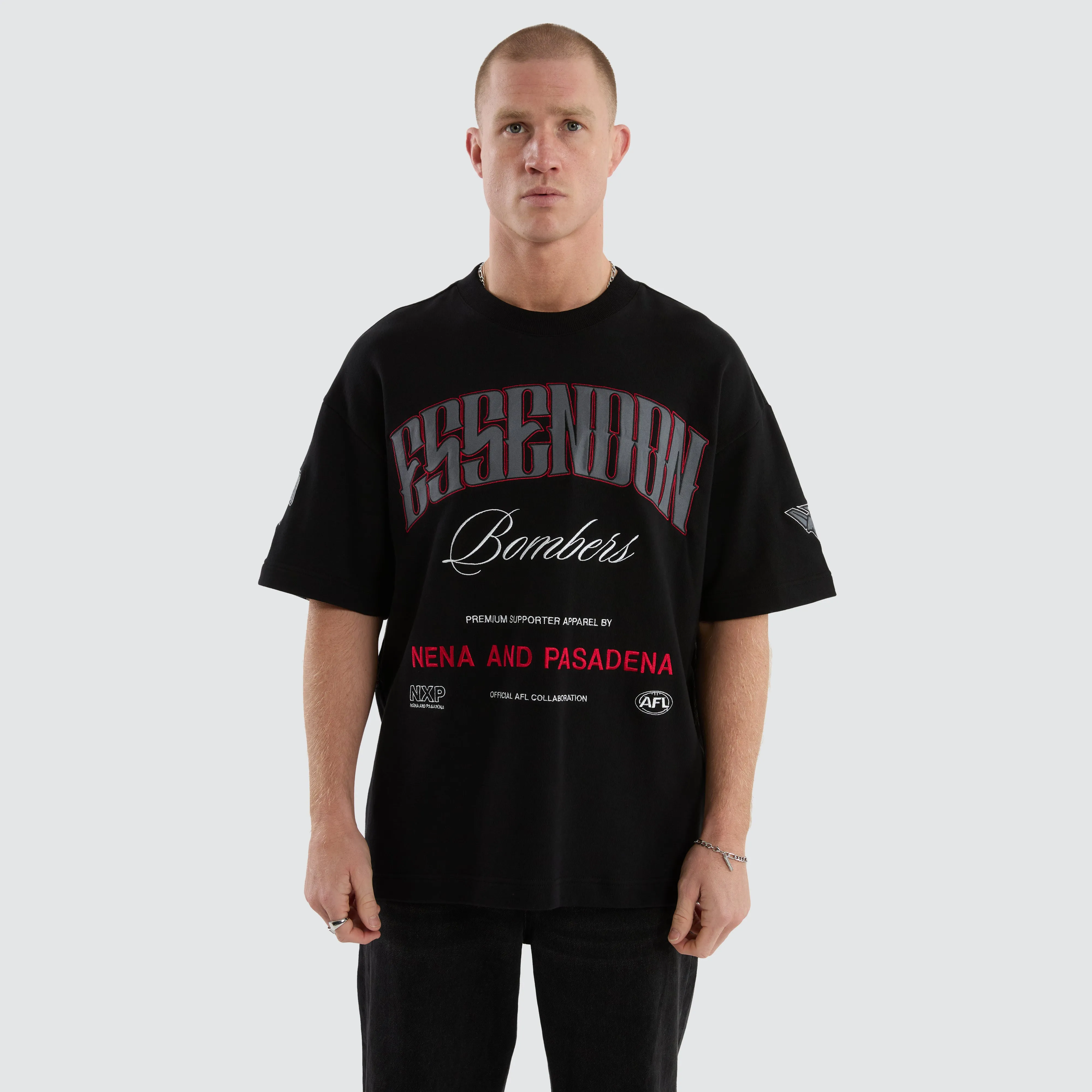 Essendon Bombers Game-On Loopback Tee Jet Black sold by Nena and Pasadena