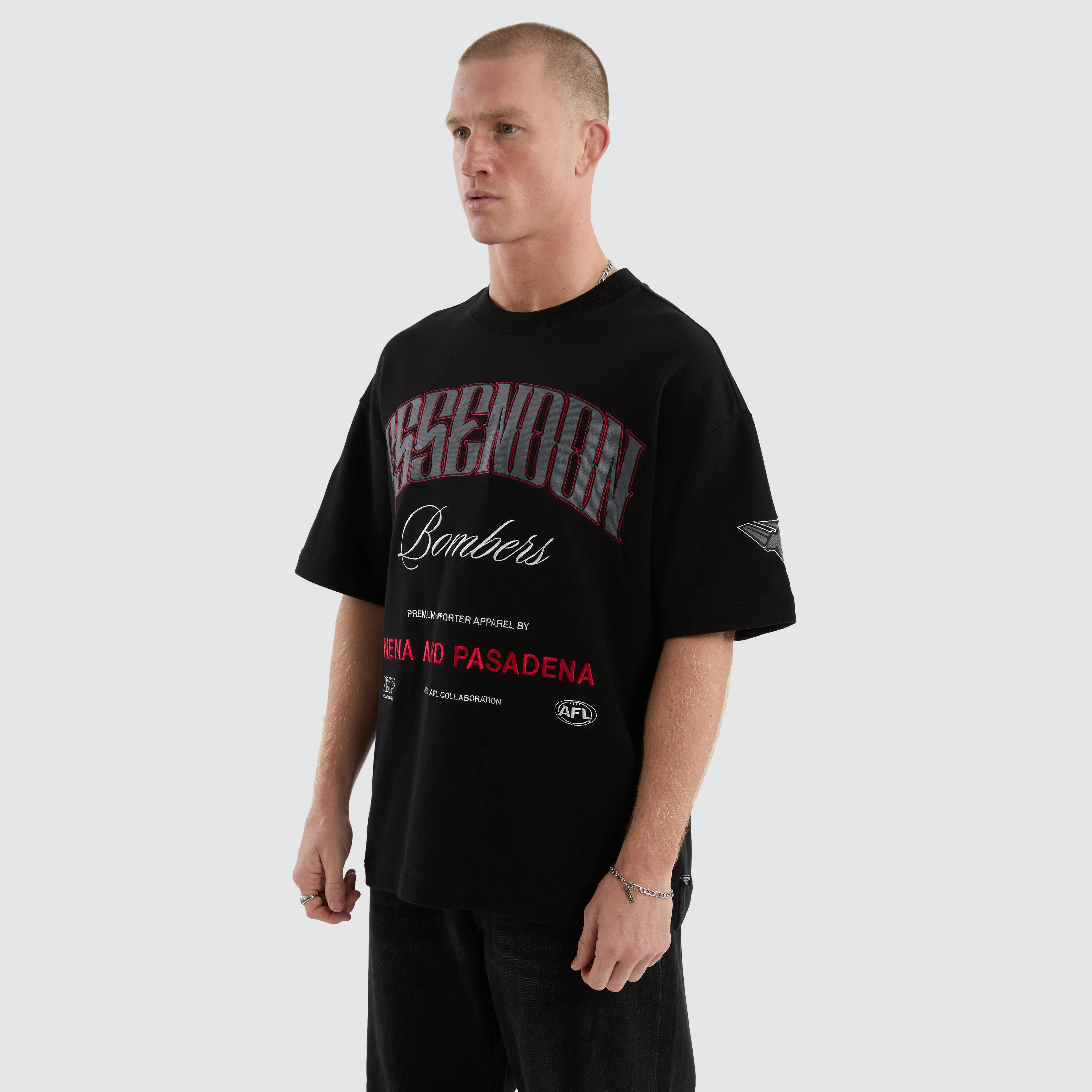 Essendon Bombers Game-On Loopback Tee Jet Black sold by Nena and Pasadena product image thumbnail 5