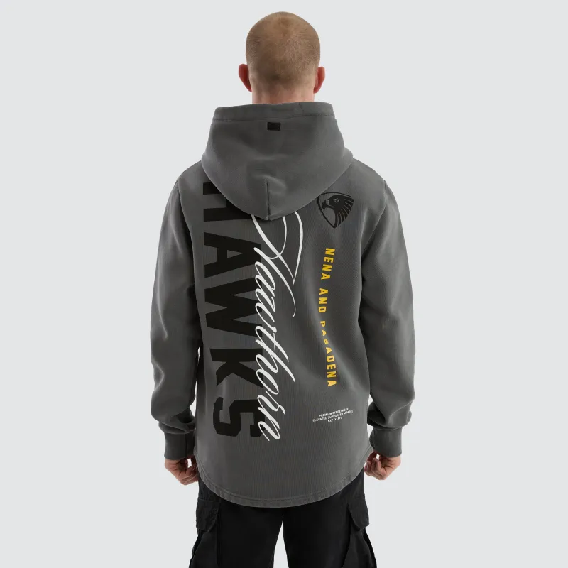 Hawthorn Hawks Grand Hoodie Pigment Charcoal sold by Nena and Pasadena