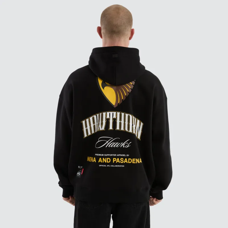 Hawthorn Hawks Fighter Hoodie Jet Black sold by Nena and Pasadena