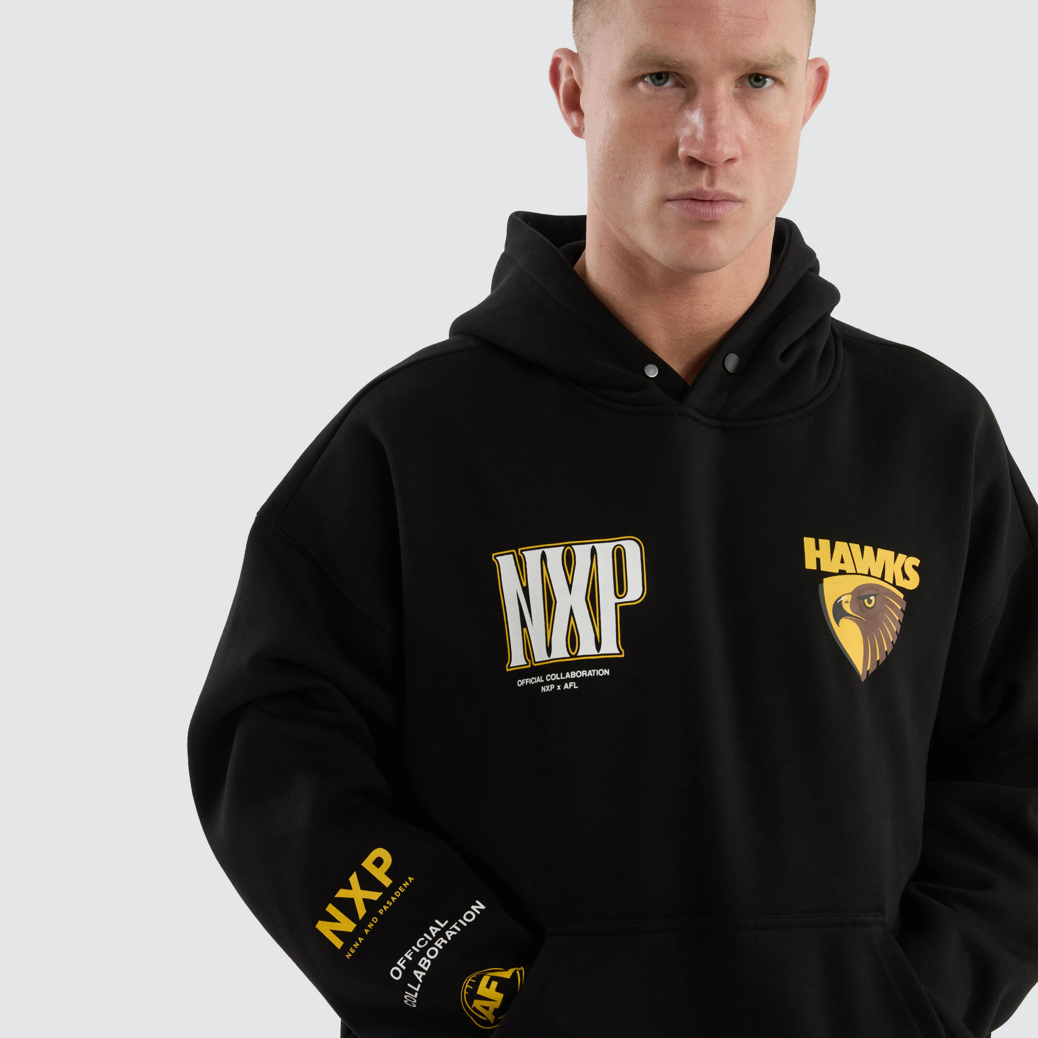 Hawthorn Hawks Fighter Hoodie Jet Black sold by Nena and Pasadena product image thumbnail 4