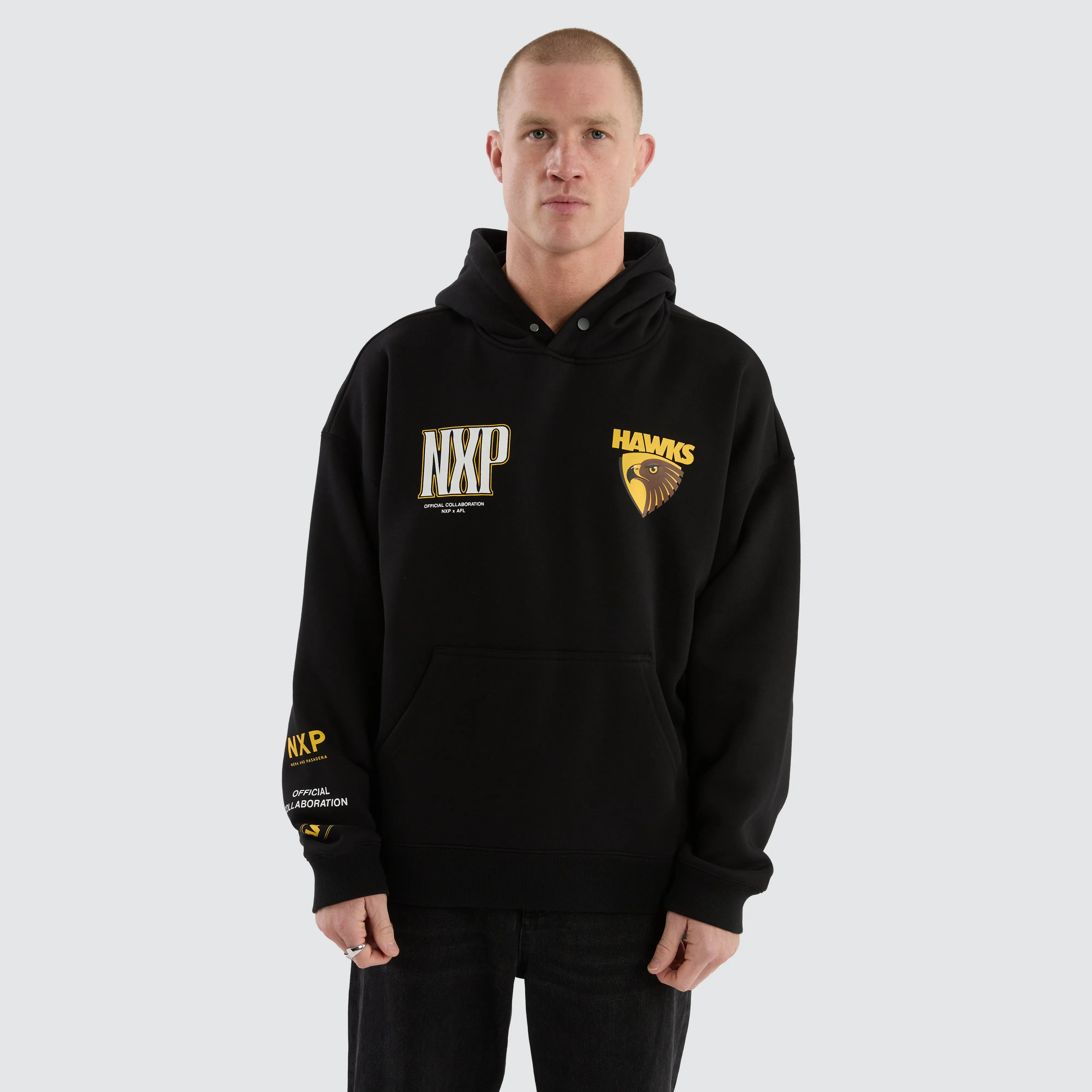 Hawthorn Hawks Fighter Hoodie Jet Black sold by Nena and Pasadena product image thumbnail 5