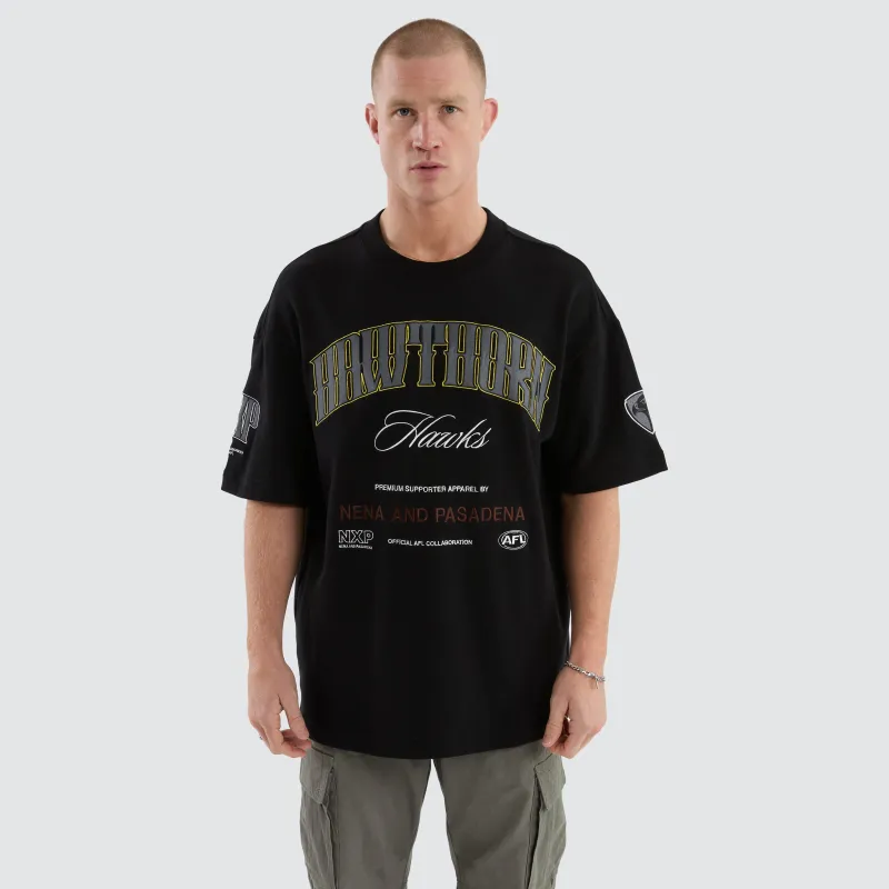 Hawthorn Hawks Game-On Loopback Tee Jet Black sold by Nena and Pasadena