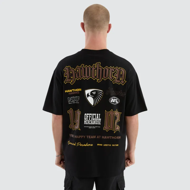 Hawthorn Hawks Fallback Tee Jet Black sold by Nena and Pasadena