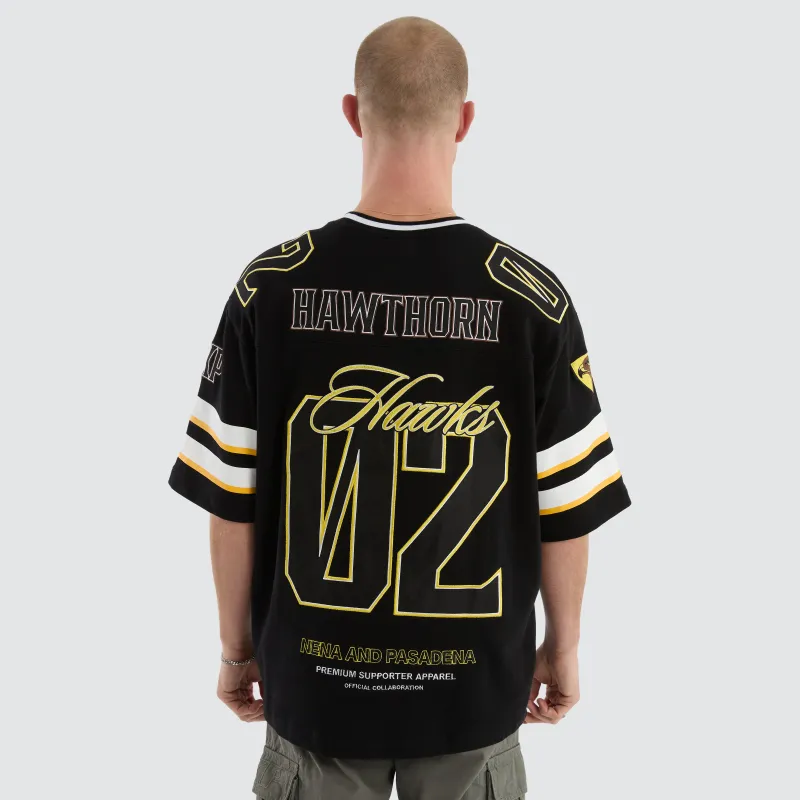 Hawthorn Hawks League Loopback Tee Jet Black sold by Nena and Pasadena