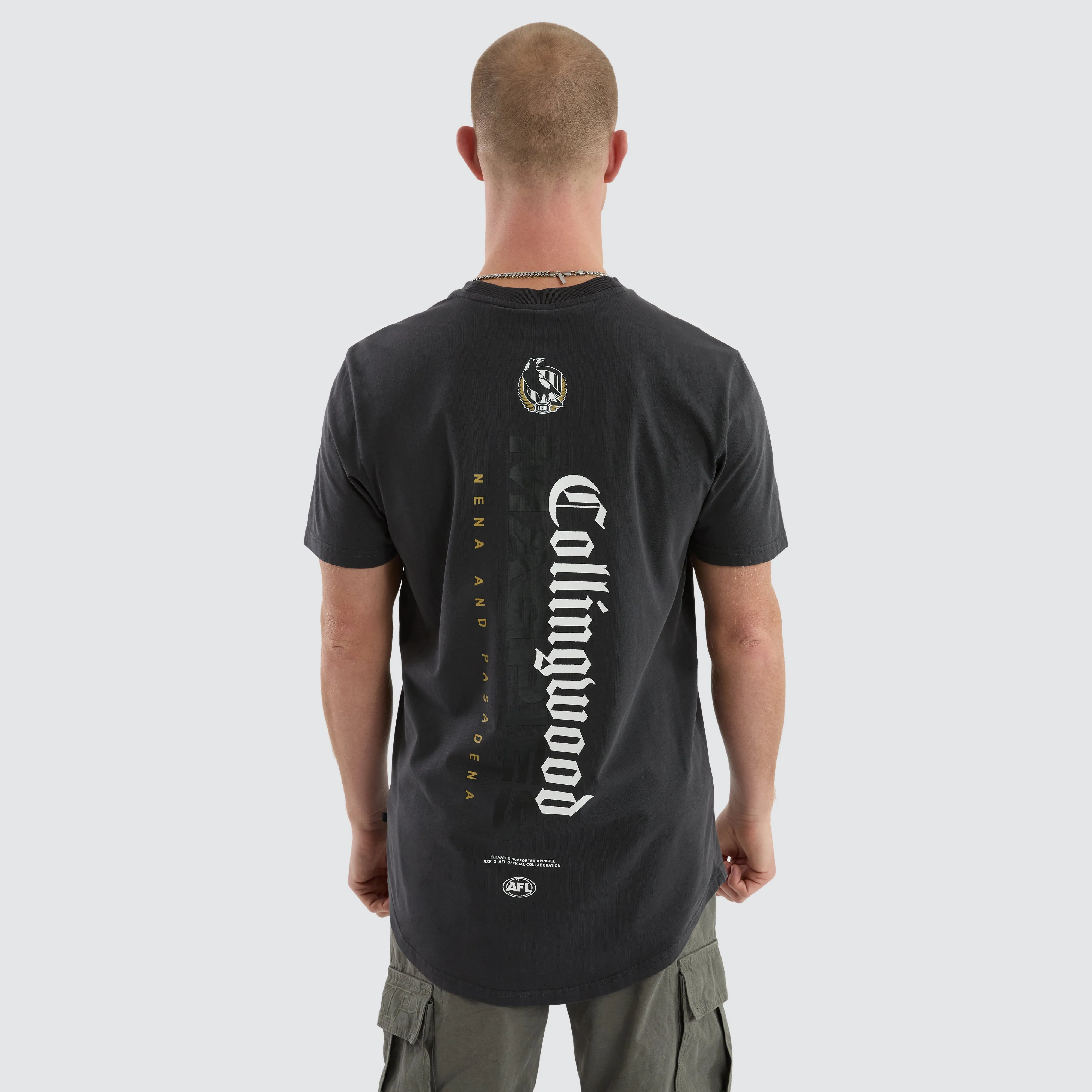 Collingwood Magpies Resident Tee Pigment Asphalt sold by Nena and Pasadena