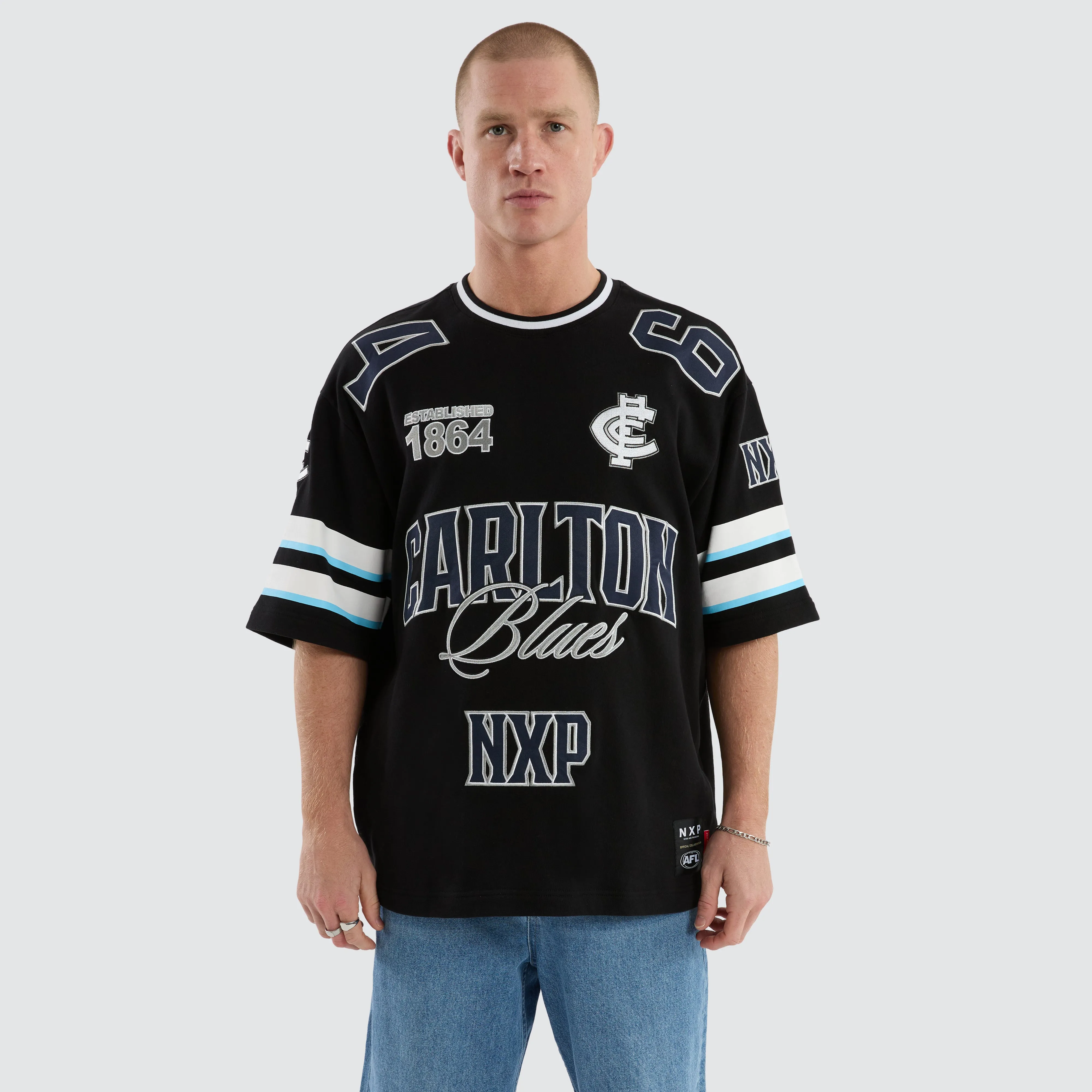 Carlton Blues League Loopback Tee Jet Black sold by Nena and Pasadena product image thumbnail 5