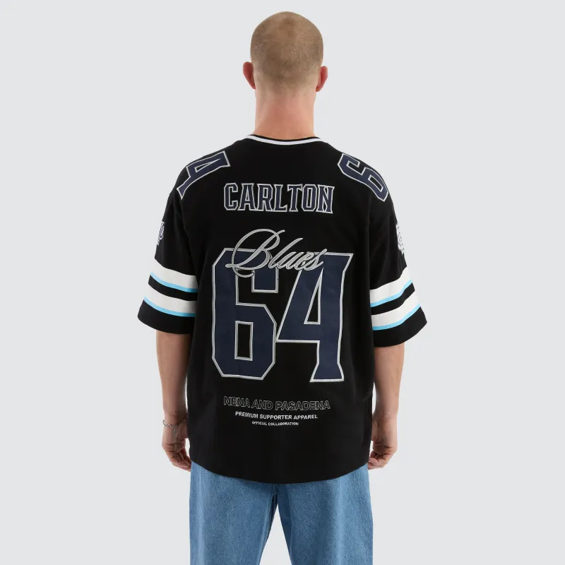 Carlton Blues League Loopback Tee Jet Black sold by Nena and Pasadena