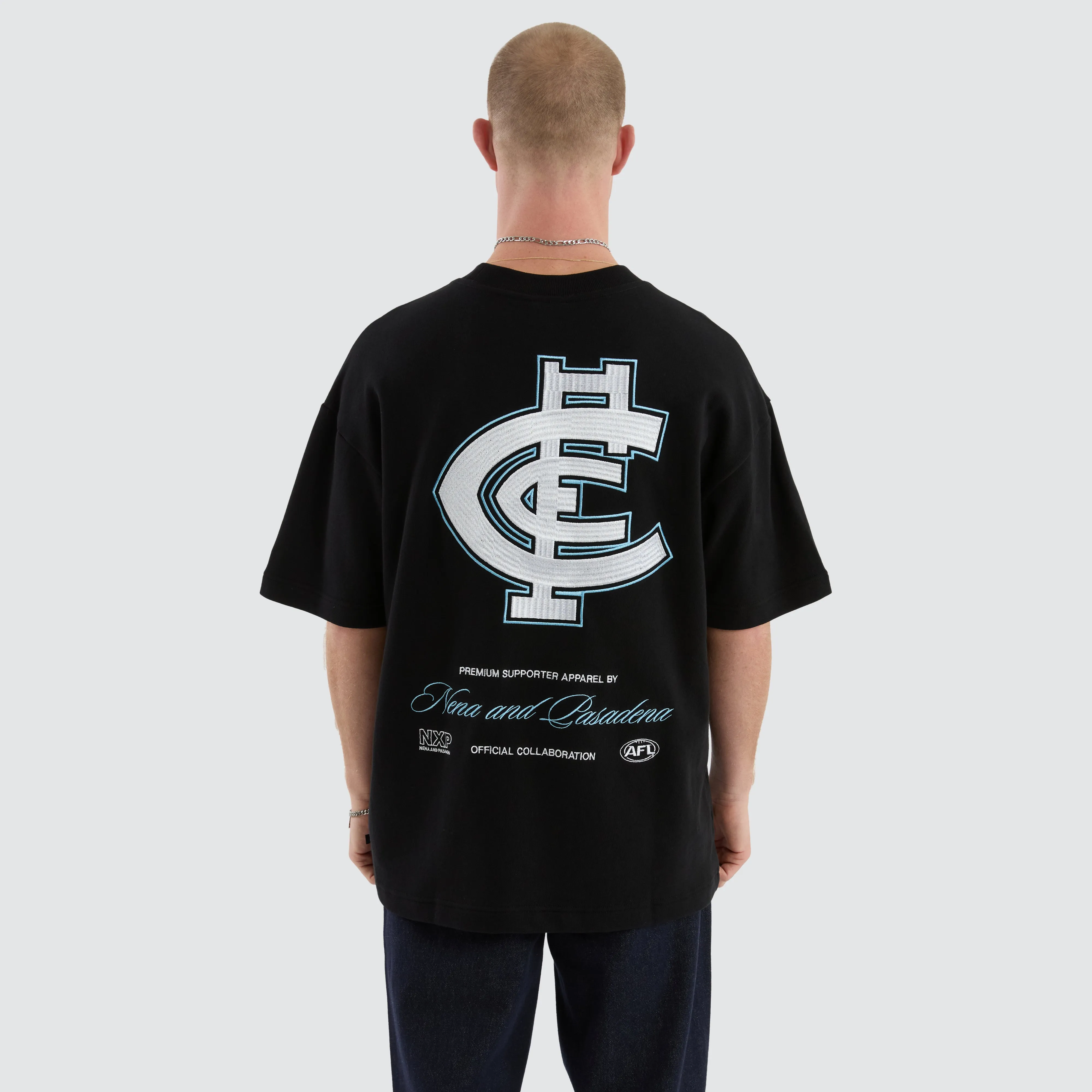 Carlton Blues Legacy Loopback Tee Jet Black sold by Nena and Pasadena