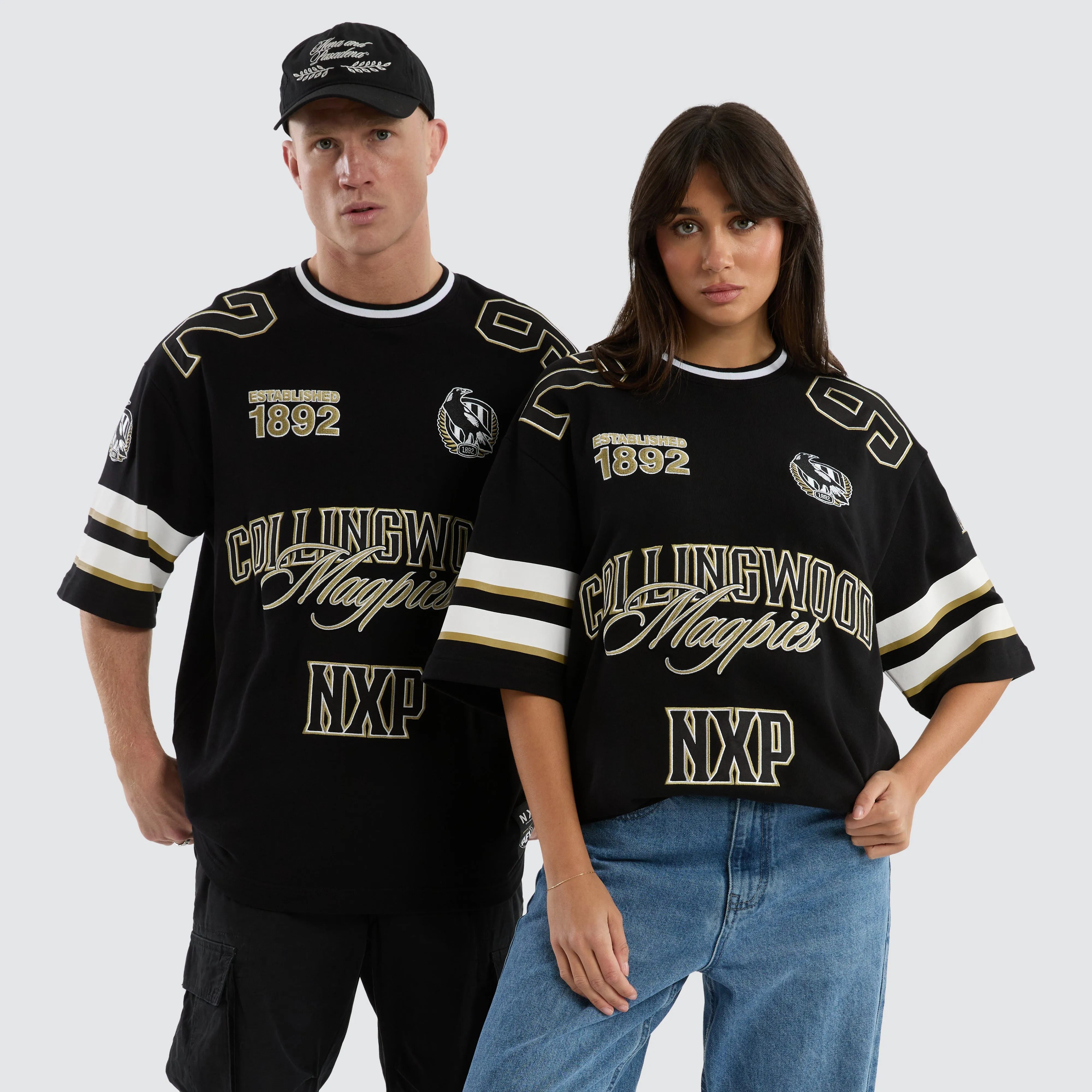 Collingwood Magpies League Loopback Tee Jet Black sold by Nena and Pasadena product image thumbnail 3