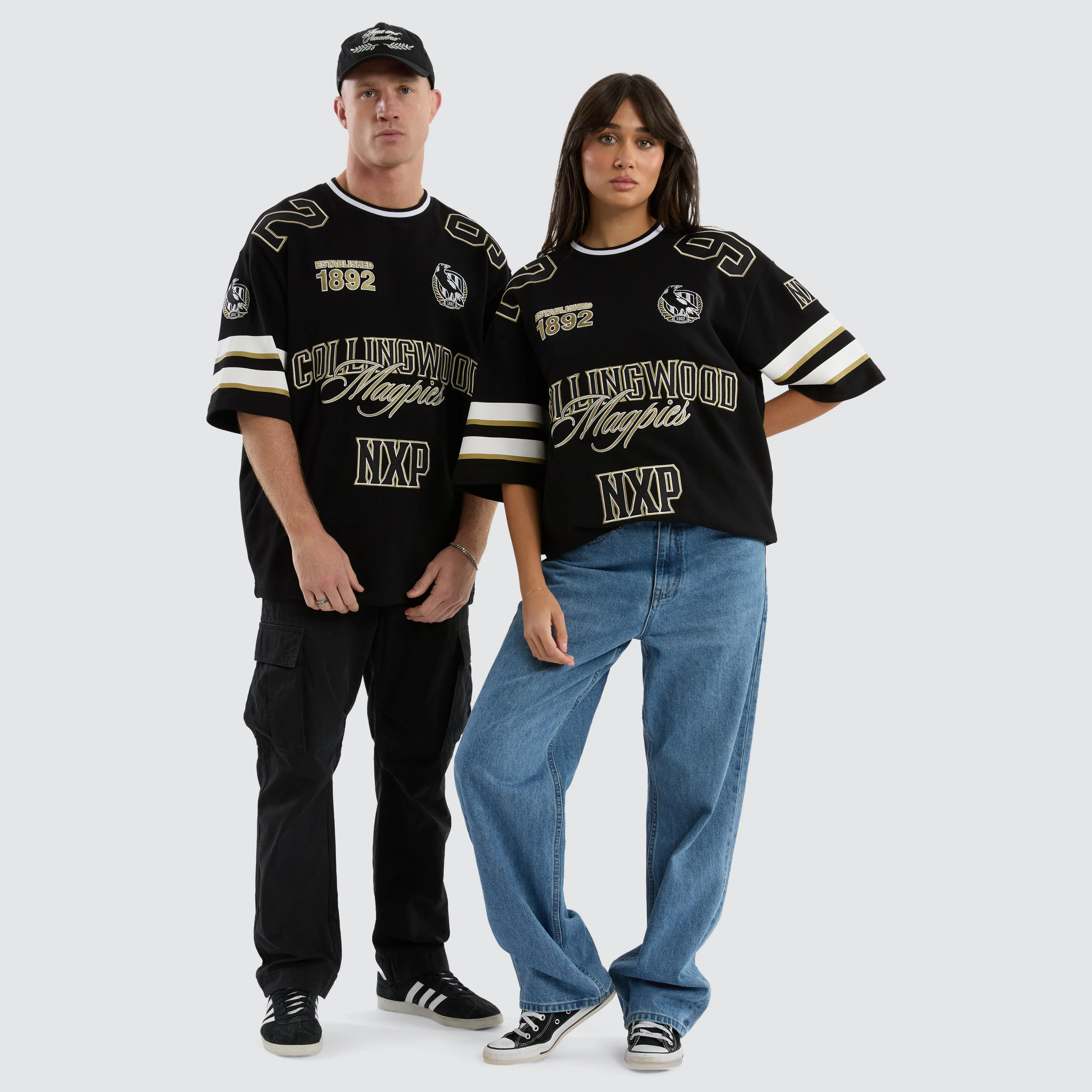 Collingwood Magpies League Loopback Tee Jet Black sold by Nena and Pasadena product image thumbnail 2