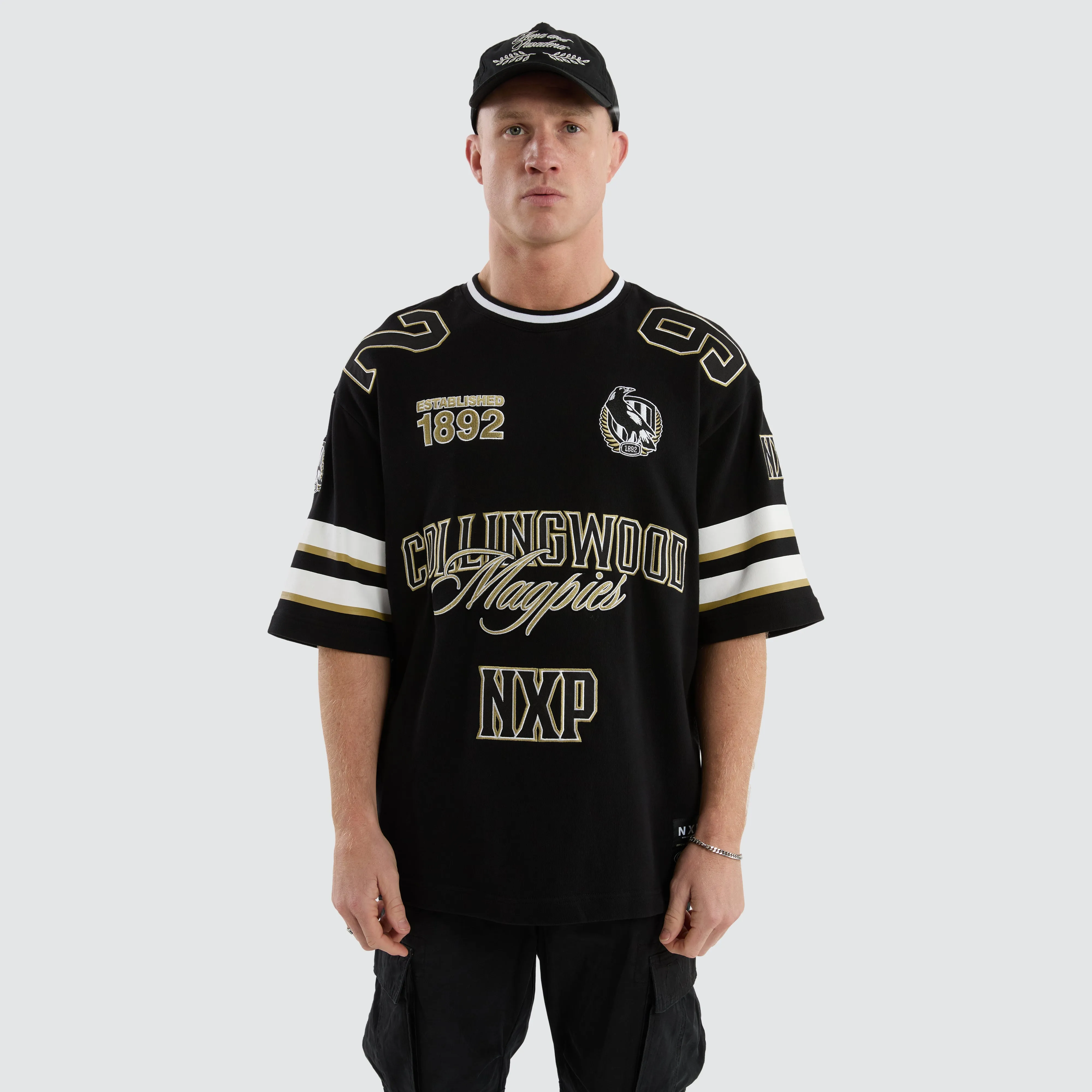 Collingwood Magpies League Loopback Tee Jet Black sold by Nena and Pasadena product image thumbnail 5