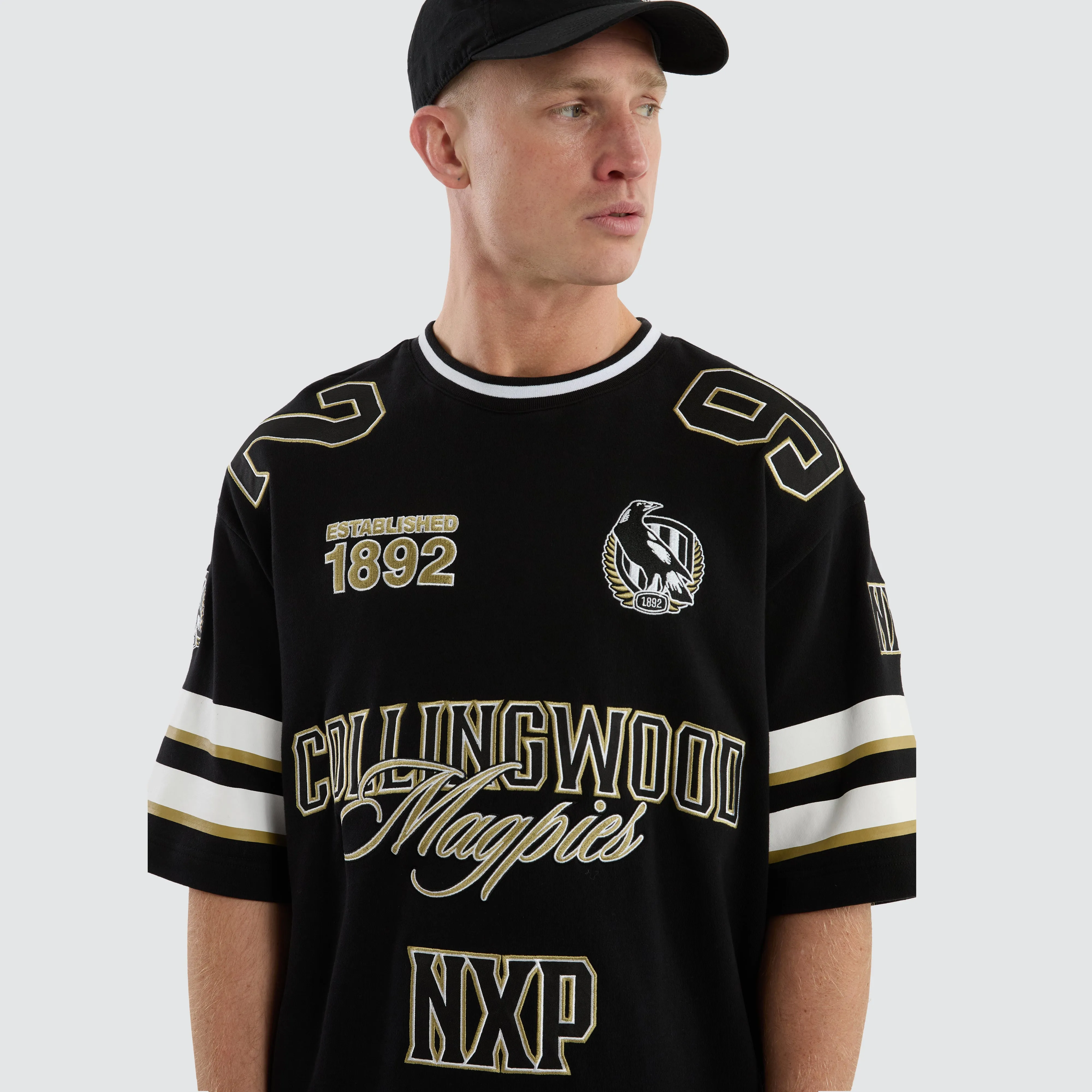 Collingwood Magpies League Loopback Tee Jet Black sold by Nena and Pasadena product image thumbnail 4