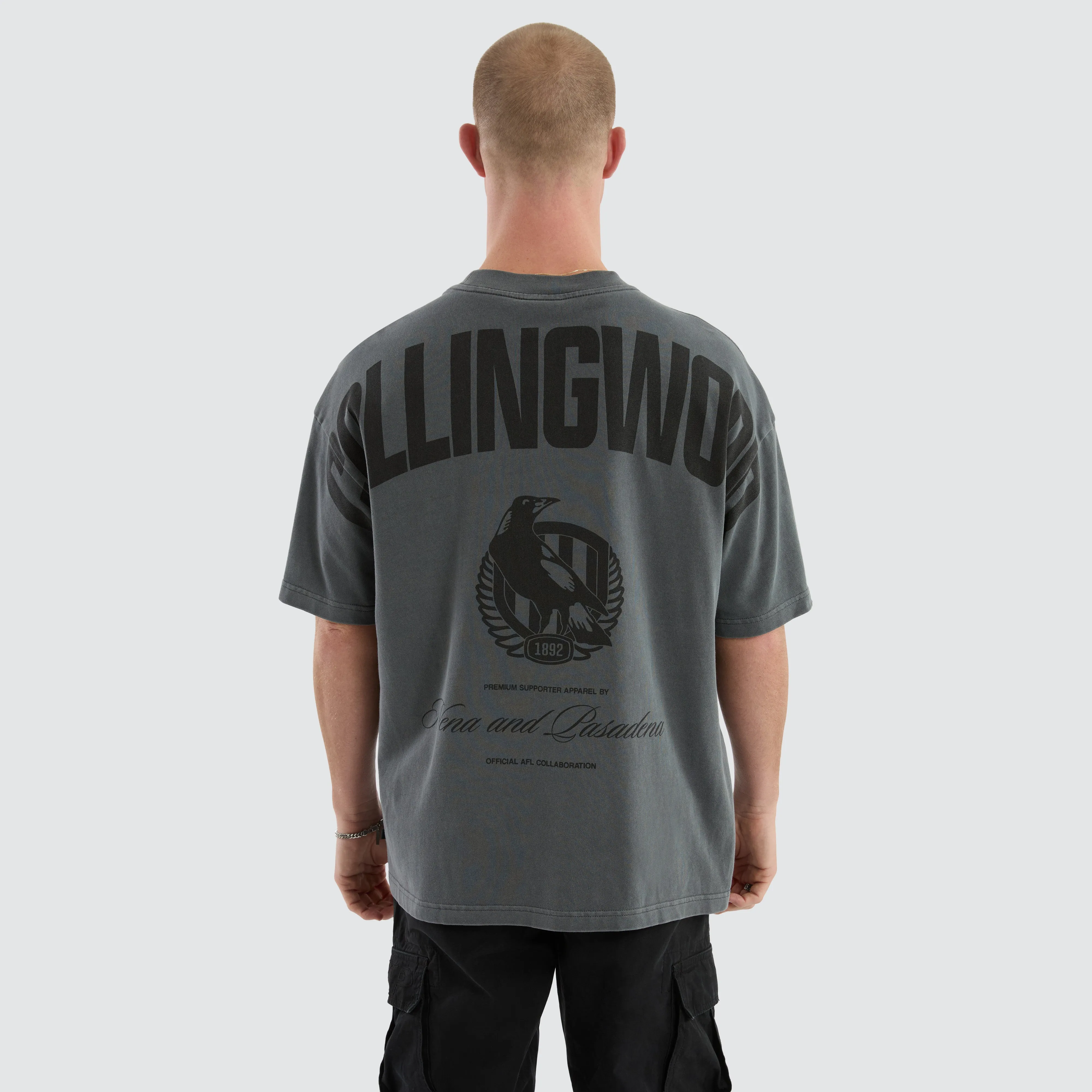 Collingwood Magpies Hunter Tee Pigment Charcoal sold by Nena and Pasadena