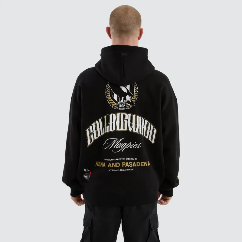 Collingwood Magpies Fighter Hoodie Jet Black sold by Nena and Pasadena