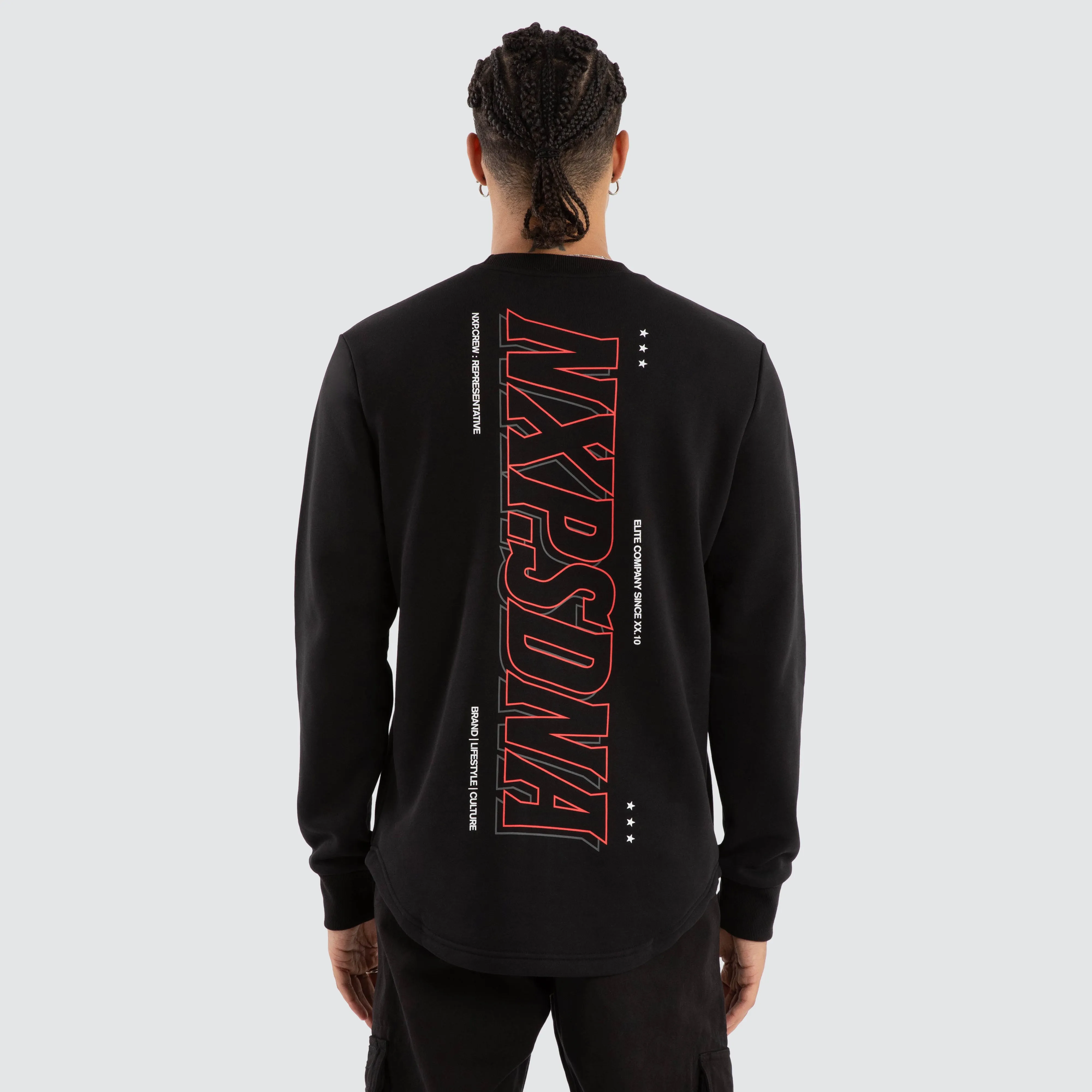 Distance Dual Curved Sweater Jet Black sold by Nena and Pasadena