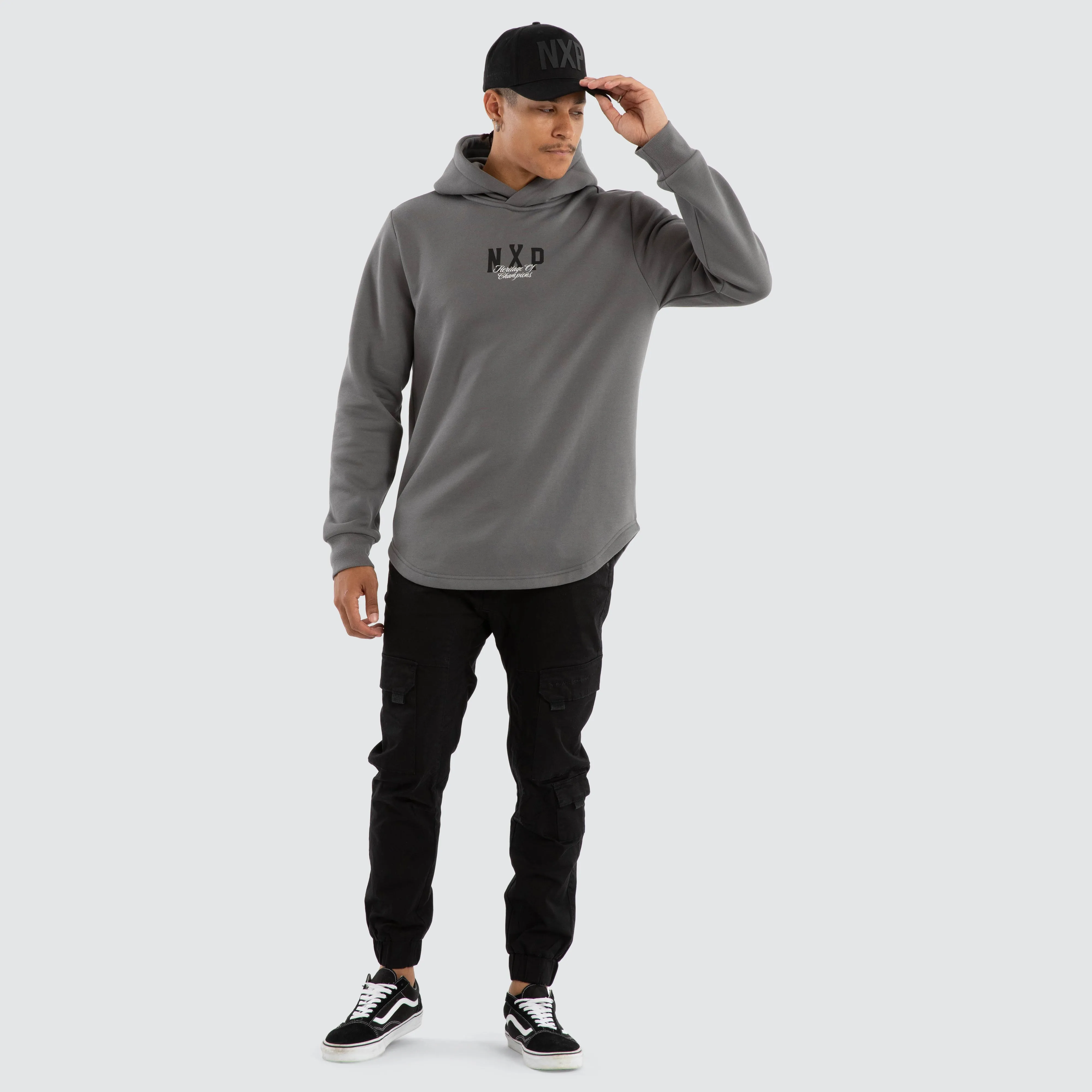 Crossover Dual Curved Hoodie Charcoal sold by Nena and Pasadena product image thumbnail 4