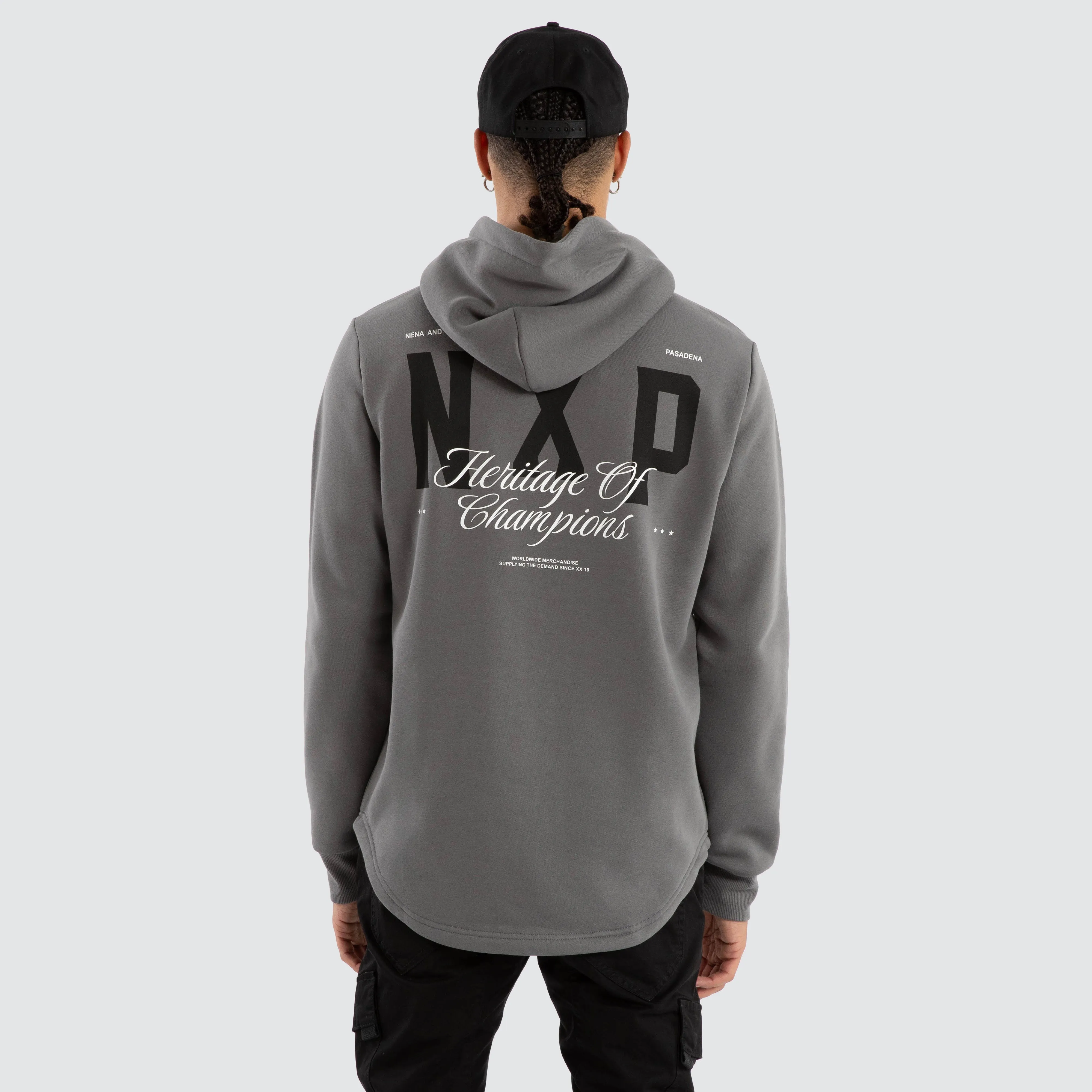 Crossover Dual Curved Hoodie Charcoal sold by Nena and Pasadena