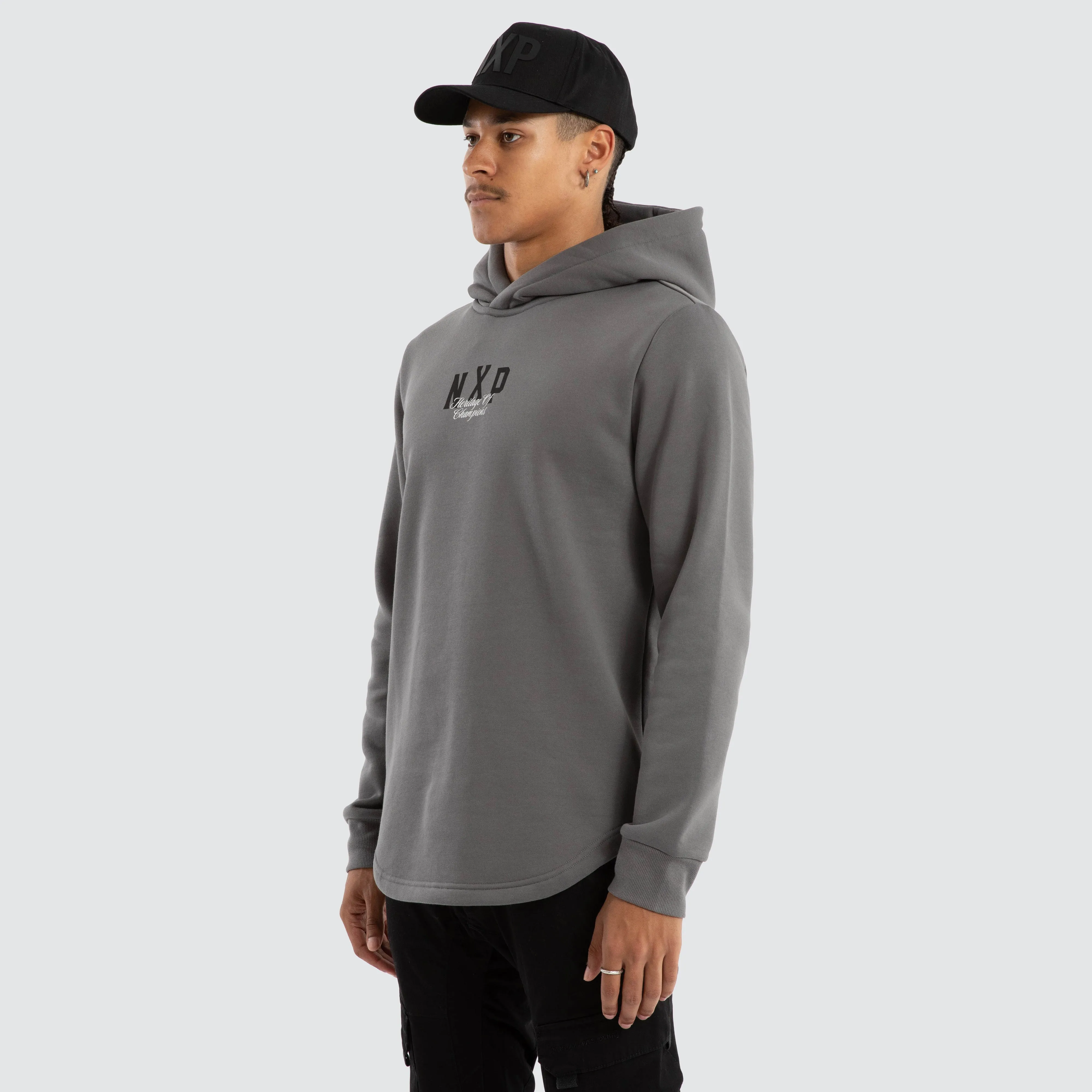 Crossover Dual Curved Hoodie Charcoal sold by Nena and Pasadena product image thumbnail 3