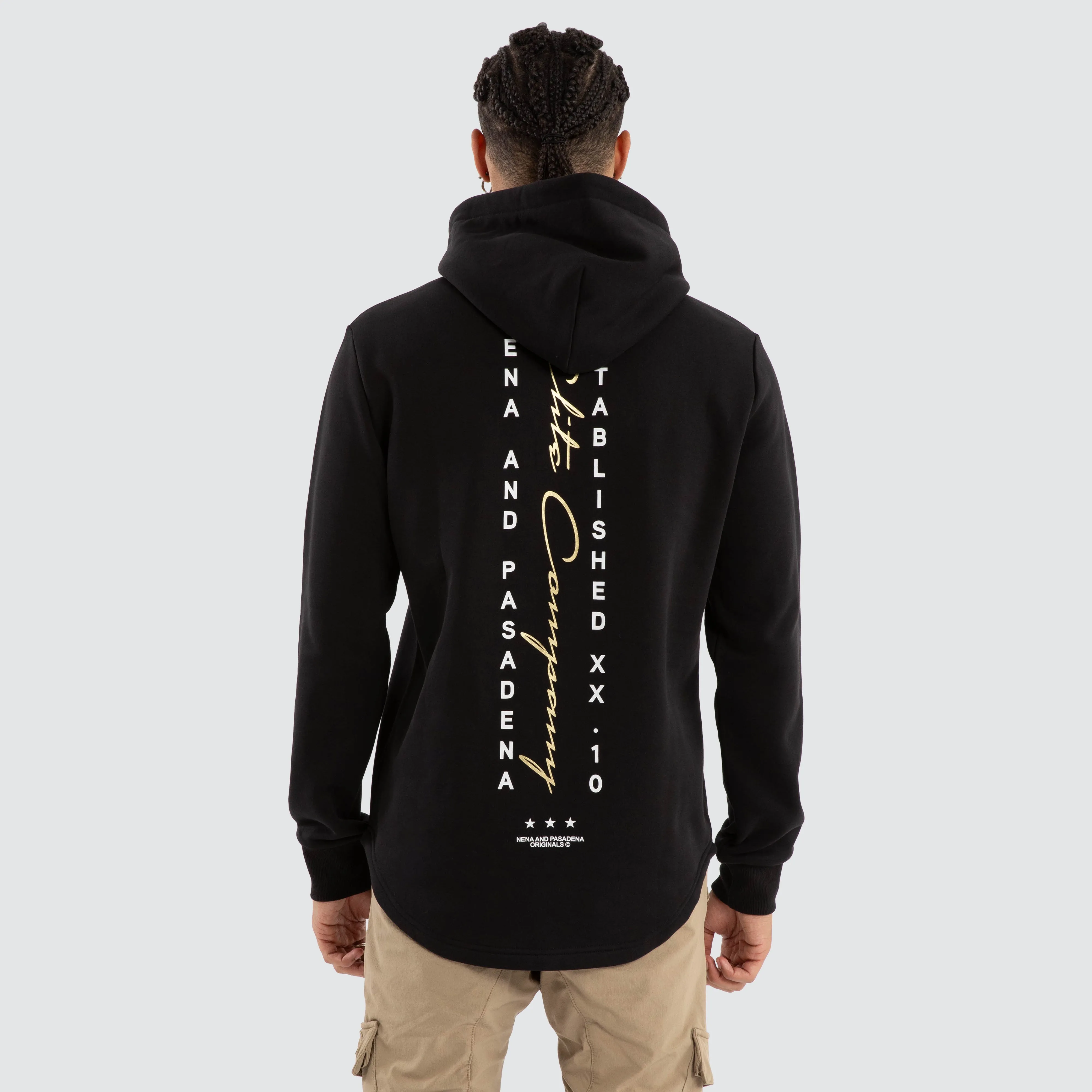 Spine Dual Curved Hoodie Jet Black sold by Nena and Pasadena