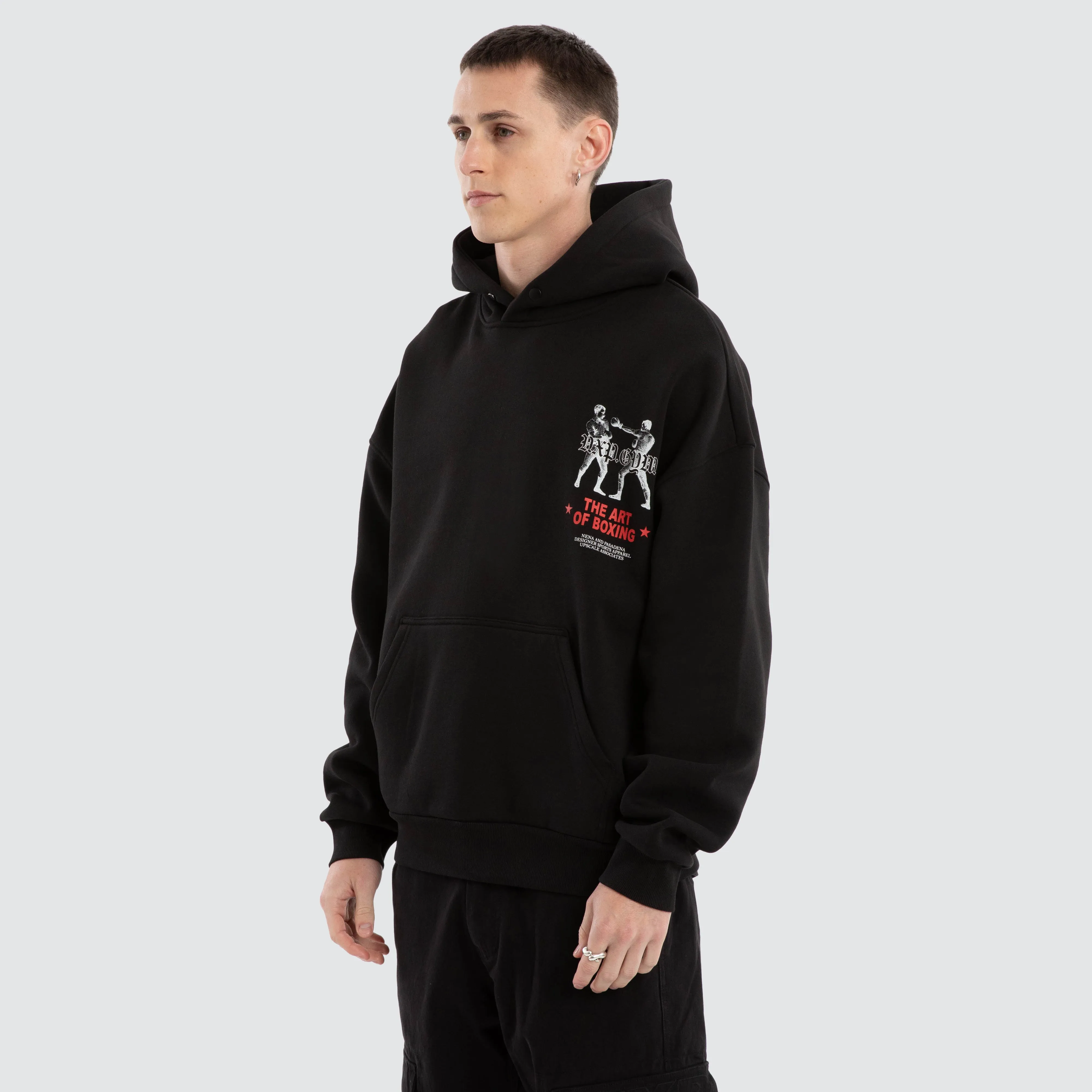 Prone Box Fit Hoodie Jet Black sold by Nena and Pasadena product image thumbnail 3