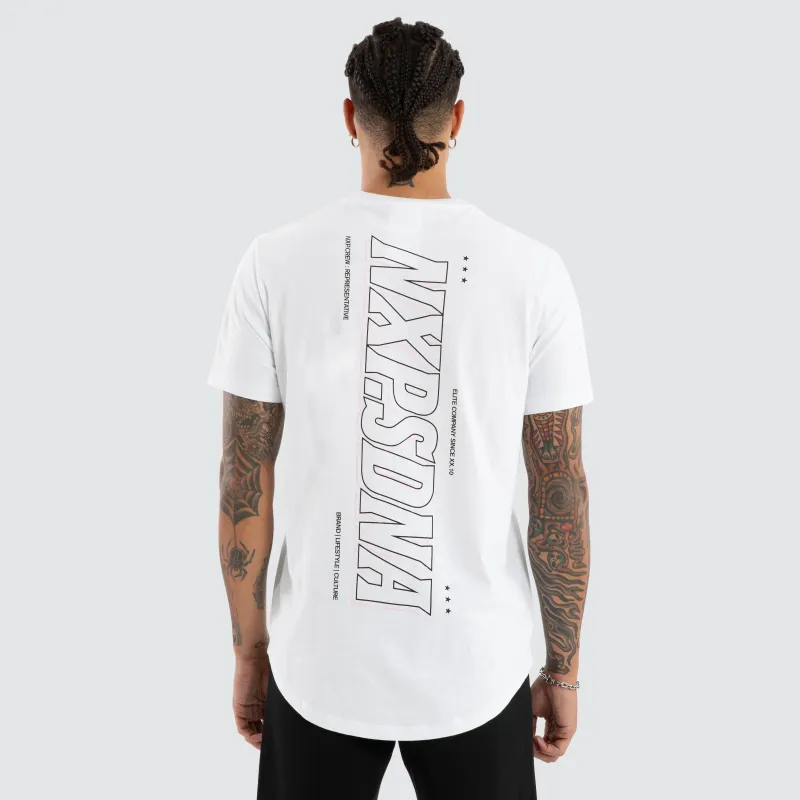 Burns Dual Curved Tee Optical White sold by Nena and Pasadena