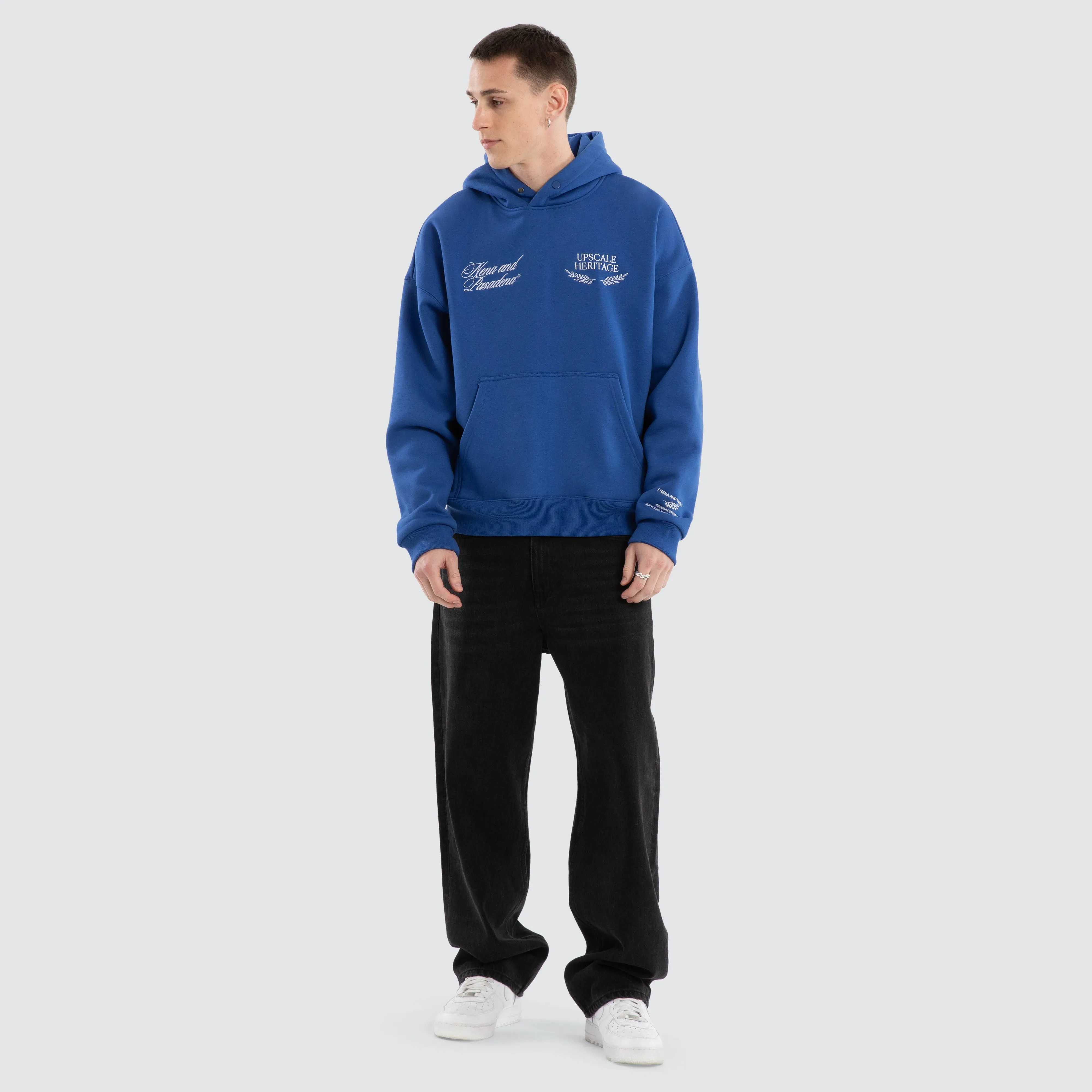 Etiquette Box Fit Hoodie Cobalt Blue sold by Nena and Pasadena product image thumbnail 5