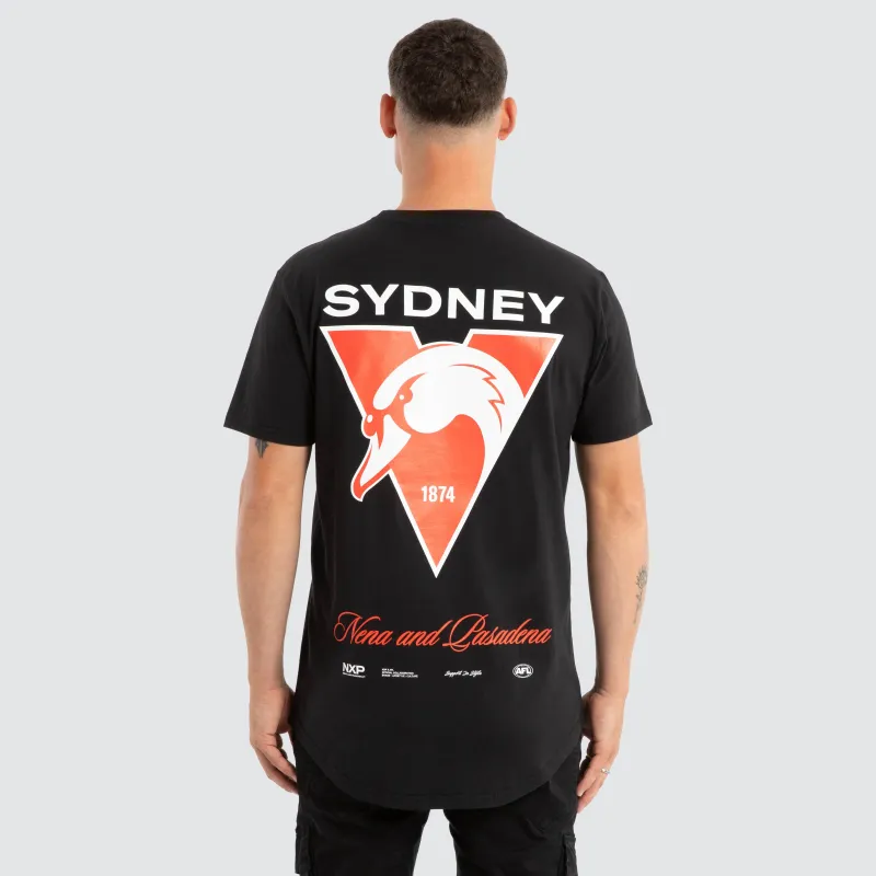 Sydney Swans AFL Prime Tee Jet Black sold by Nena and Pasadena