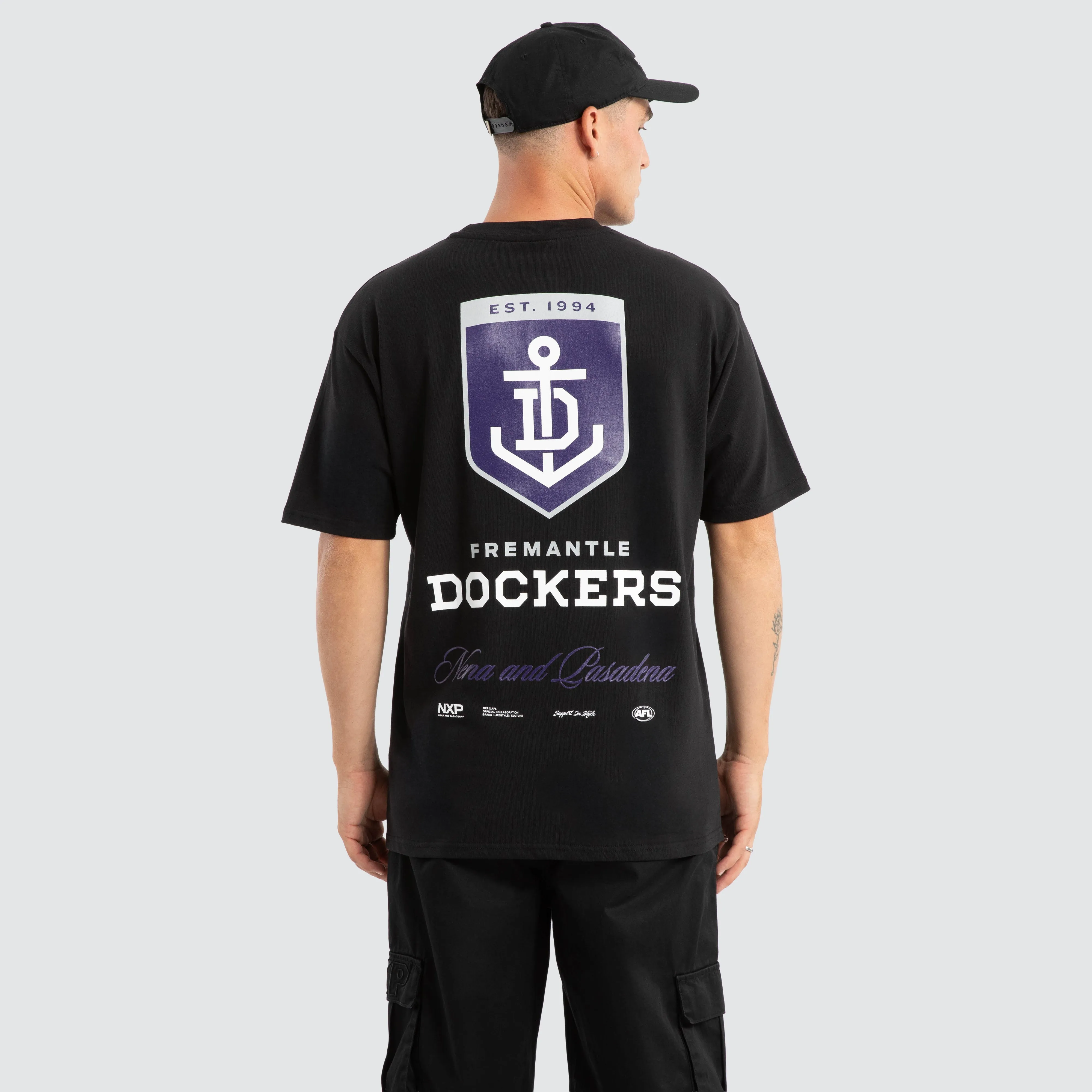 Fremantle Dockers AFL Season Tee Jet Black sold by Nena and Pasadena